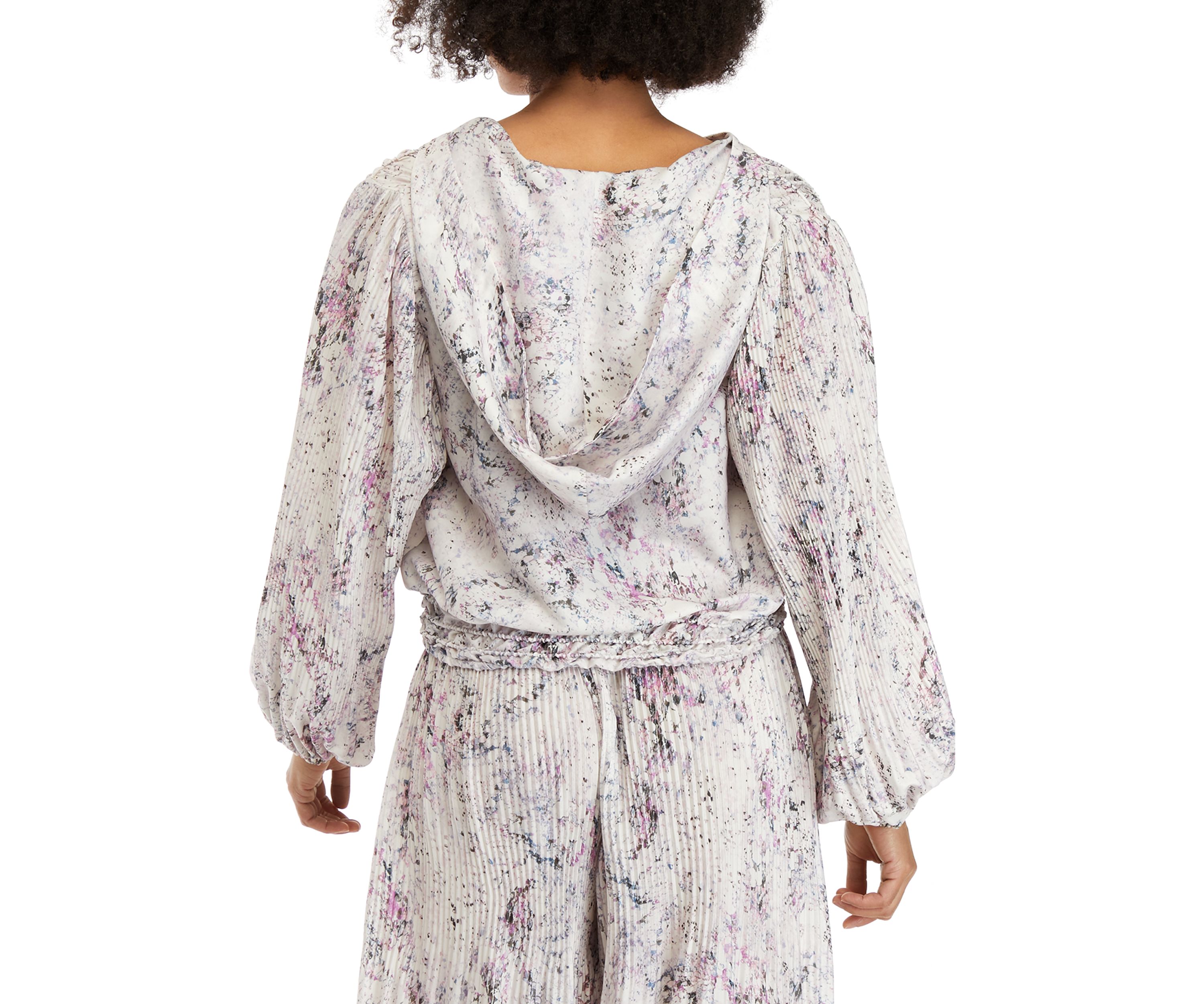 Womens Long Sleeve V-Neck Smocked Hem Blouse 