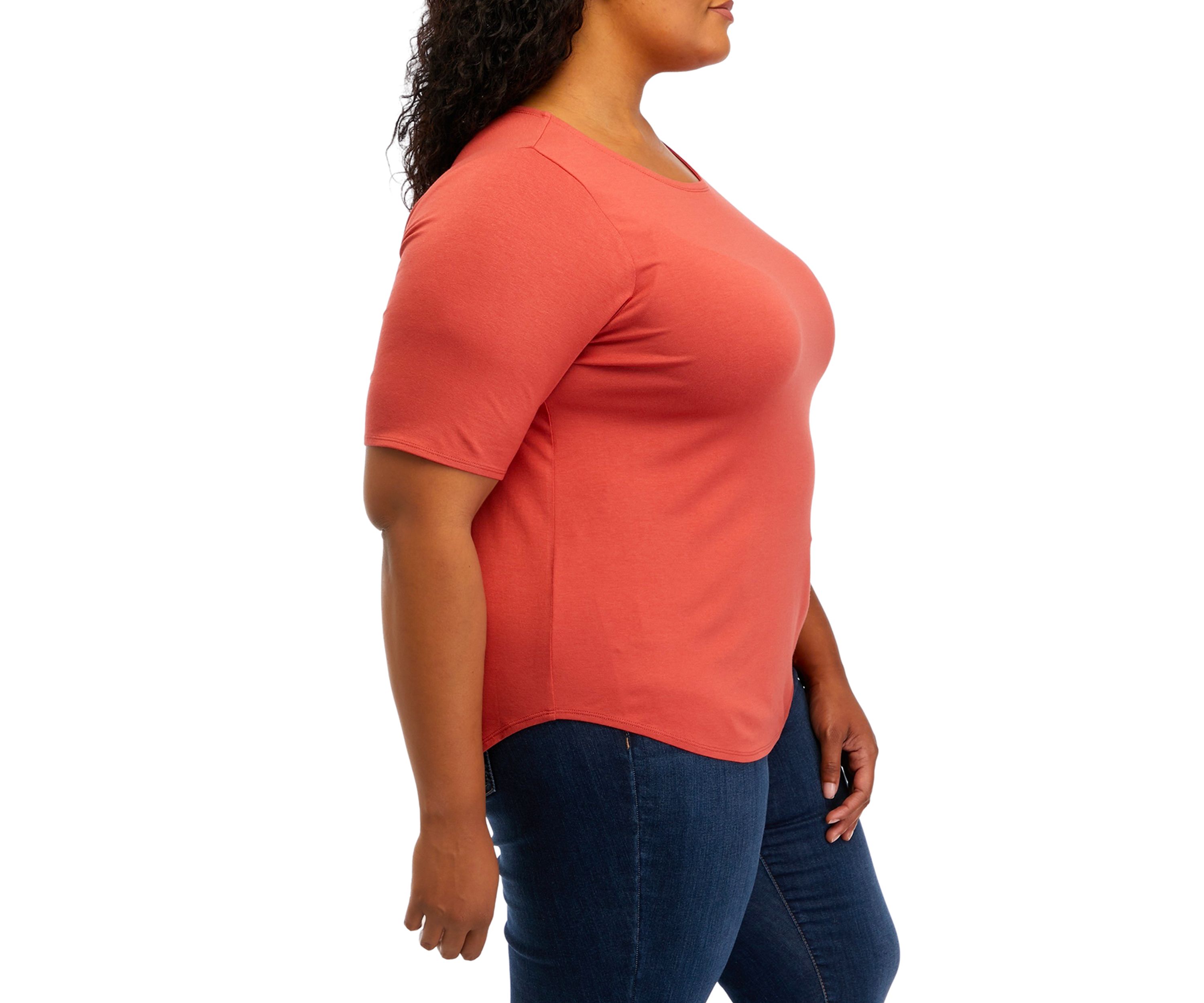 Plus Size Elbow Sleeve Crepe T-Shirt 