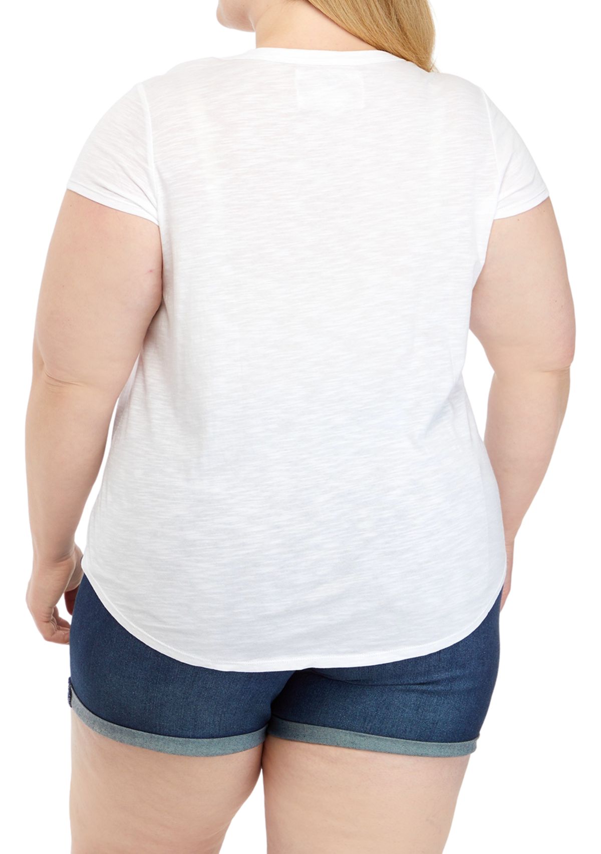 Plus Size Short Sleeve Embroidered Top