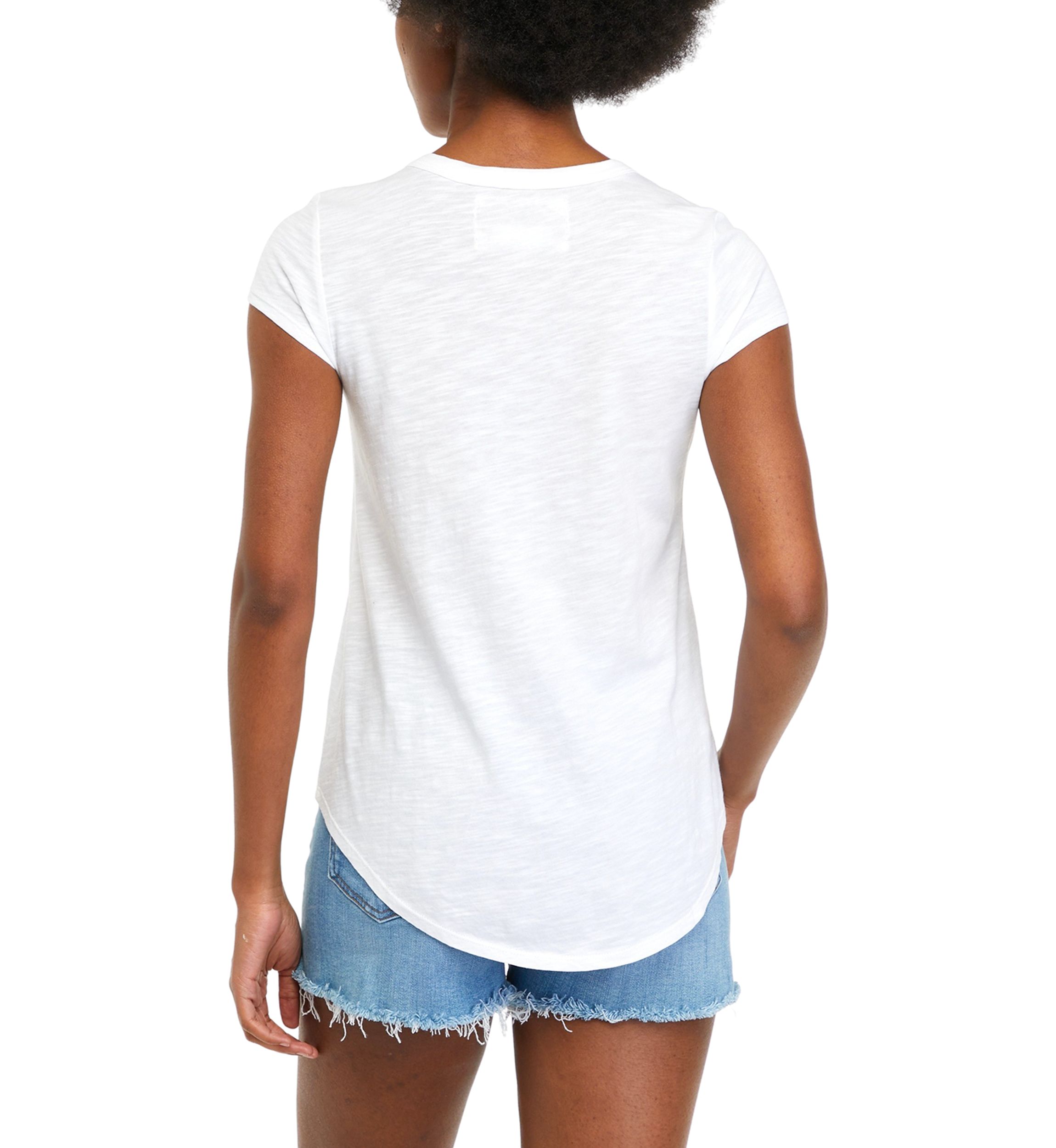 Womens Short Sleeve Crochet Pocket T-Shirt