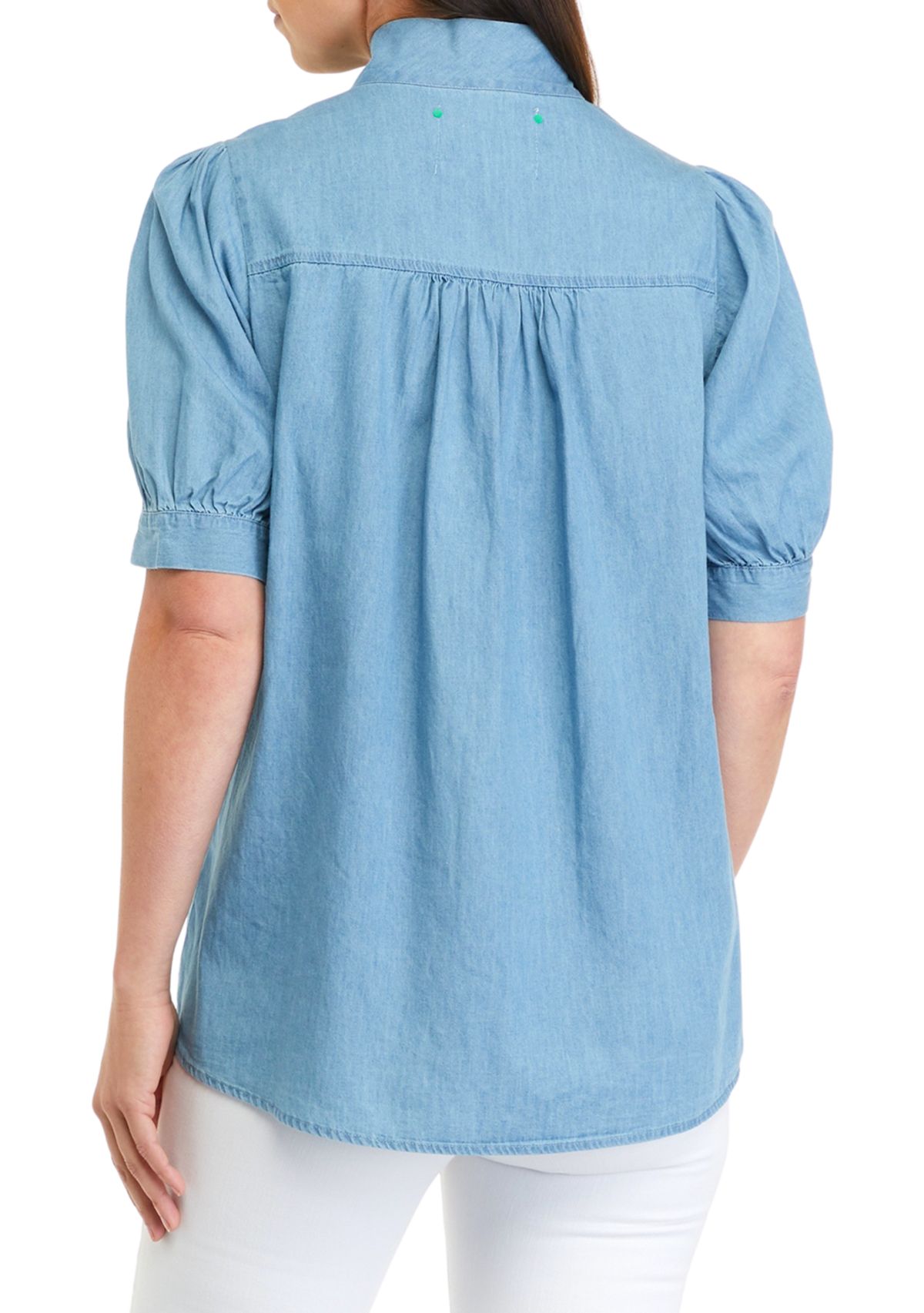 Womens Blouson Sleeve Bow Blouse