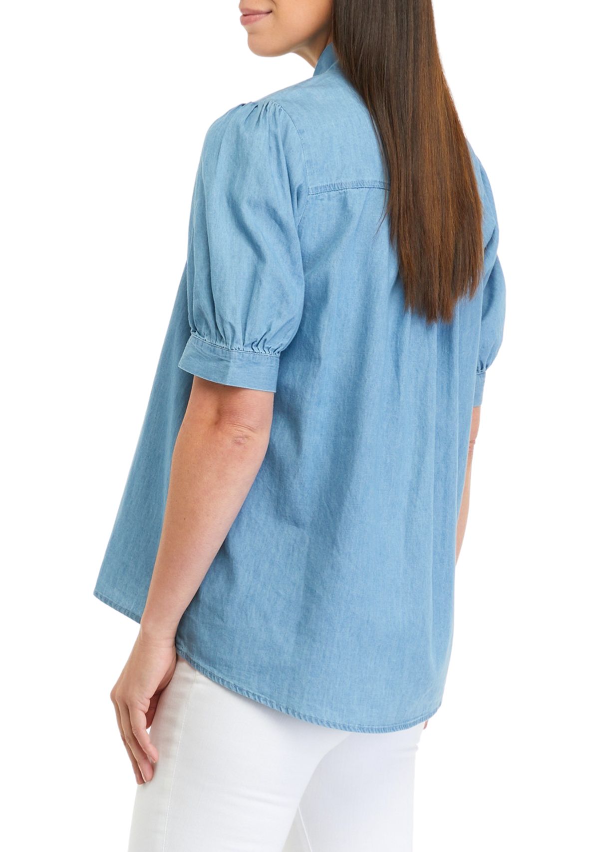Womens Blouson Sleeve Bow Blouse