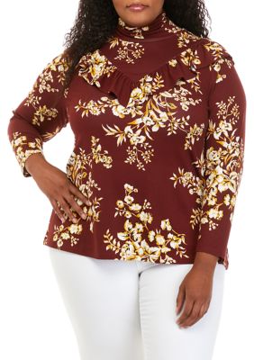 Cupio Women's Plus Size Long Sleeve Turtleneck Knit Top