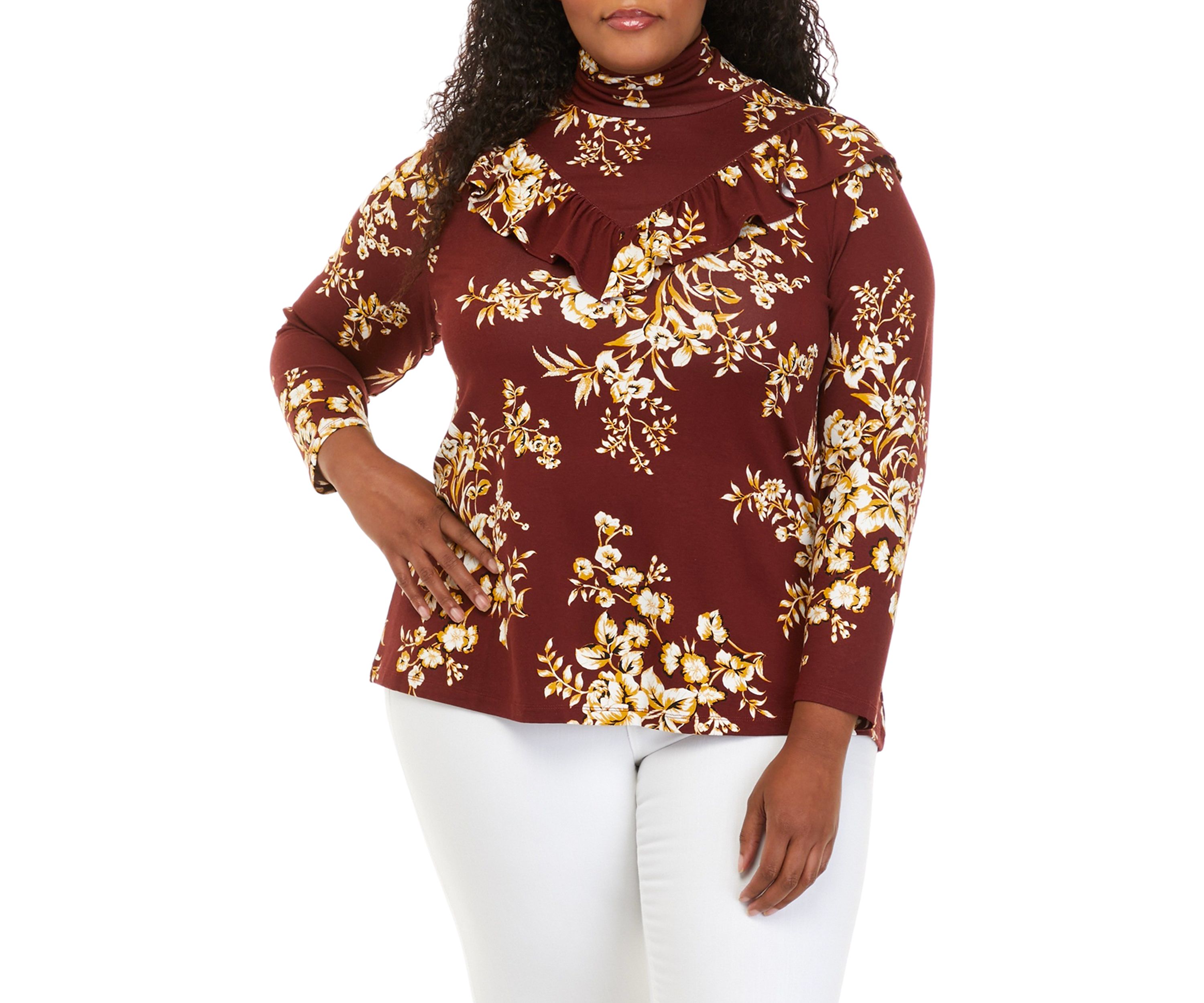Plus Size Long Sleeve Turtleneck Knit Top