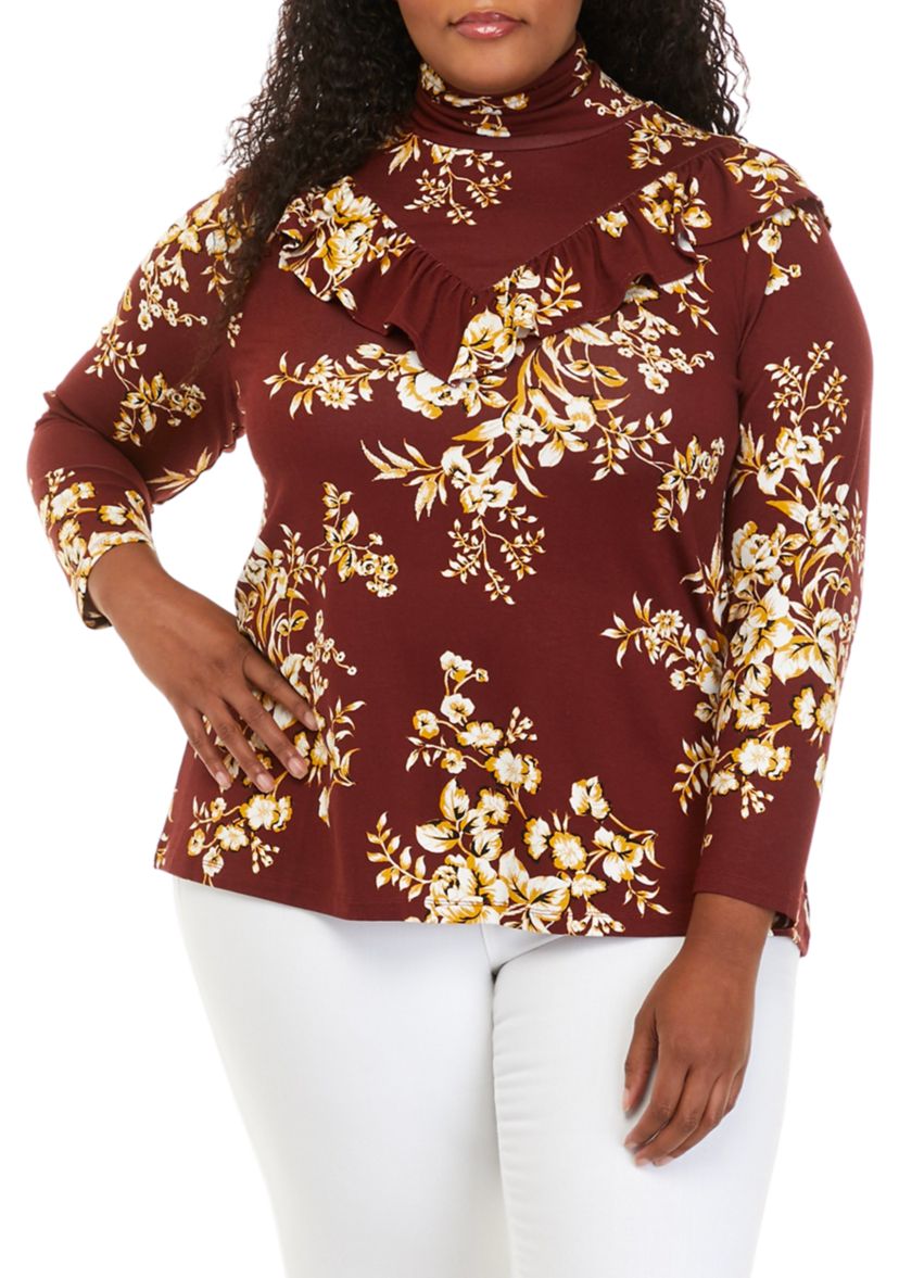 Plus Size Long Sleeve Turtleneck Knit Top