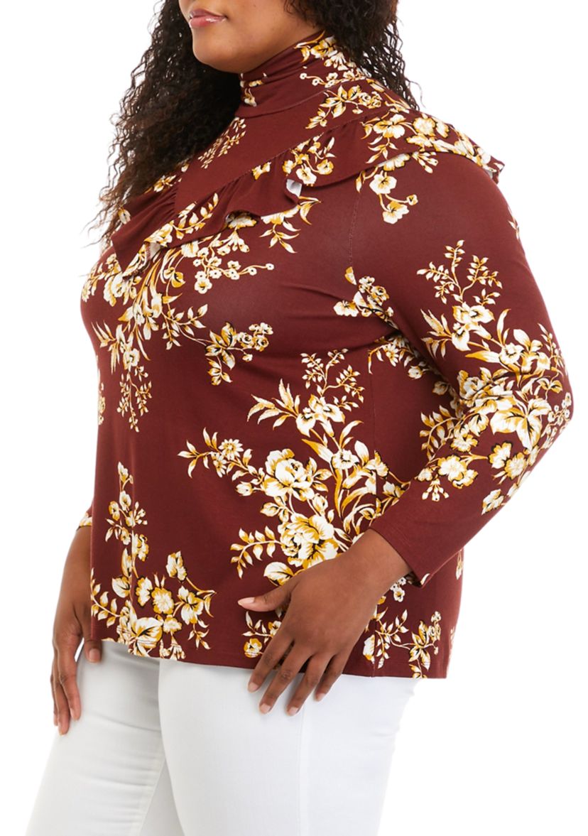 Plus Size Long Sleeve Turtleneck Knit Top