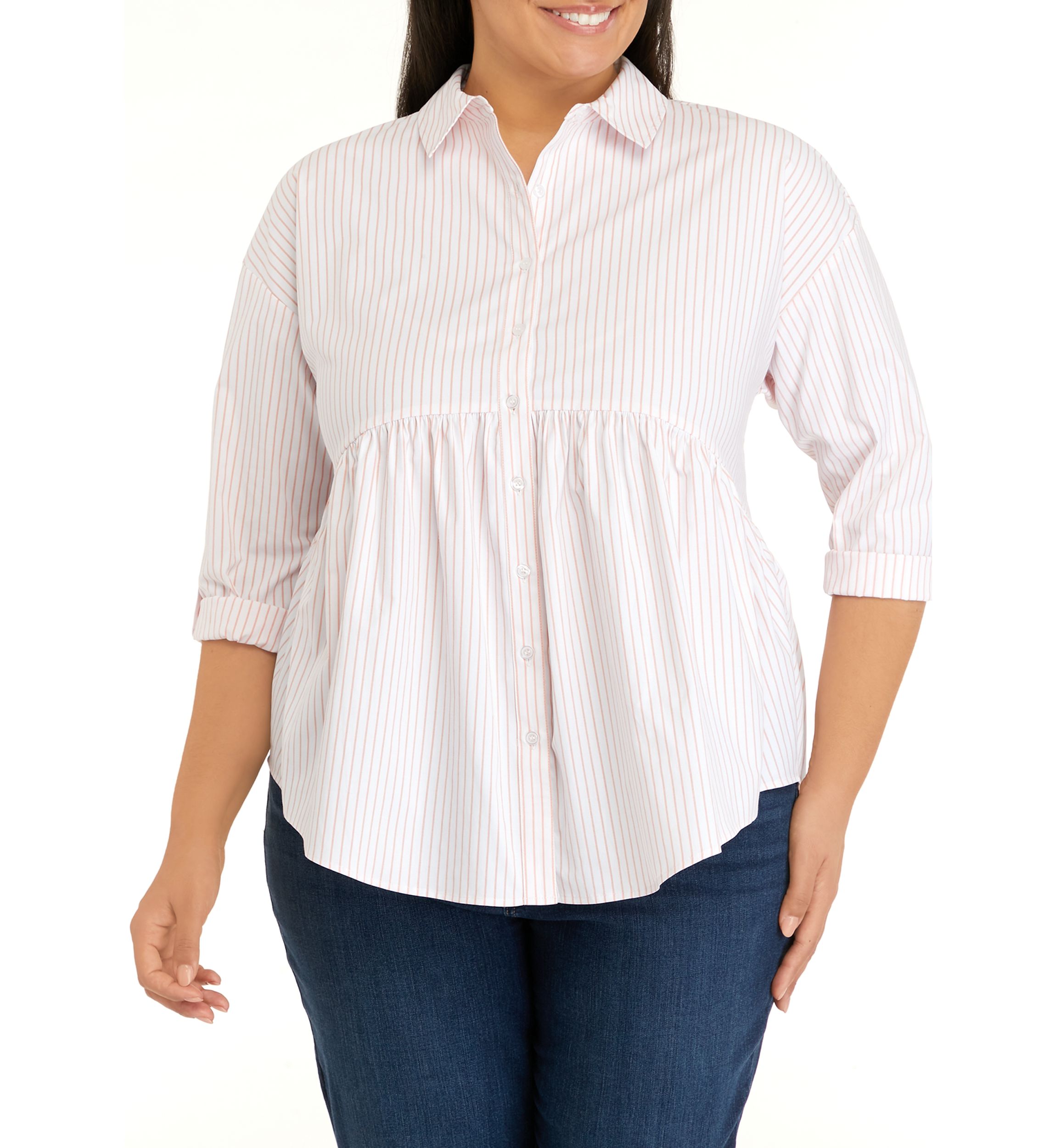 Plus Size Striped Peplum Top 