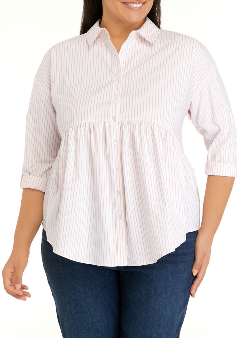 Plus Size Striped Peplum Top 