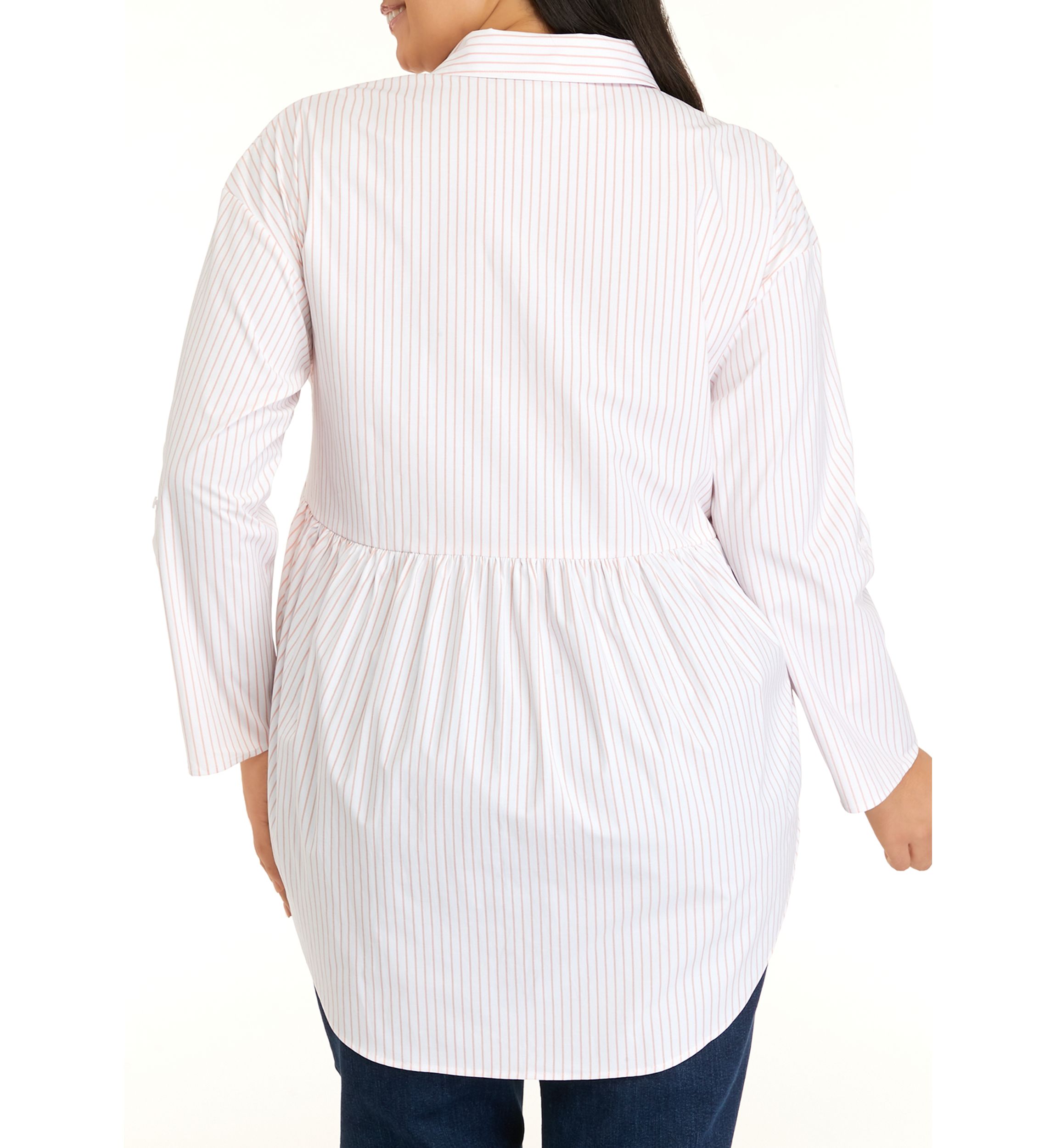 Plus Size Striped Peplum Top 