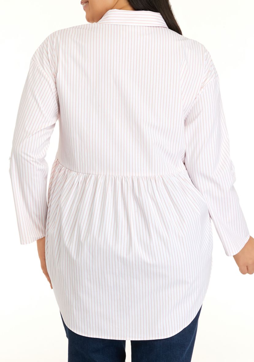 Plus Size Striped Peplum Top 