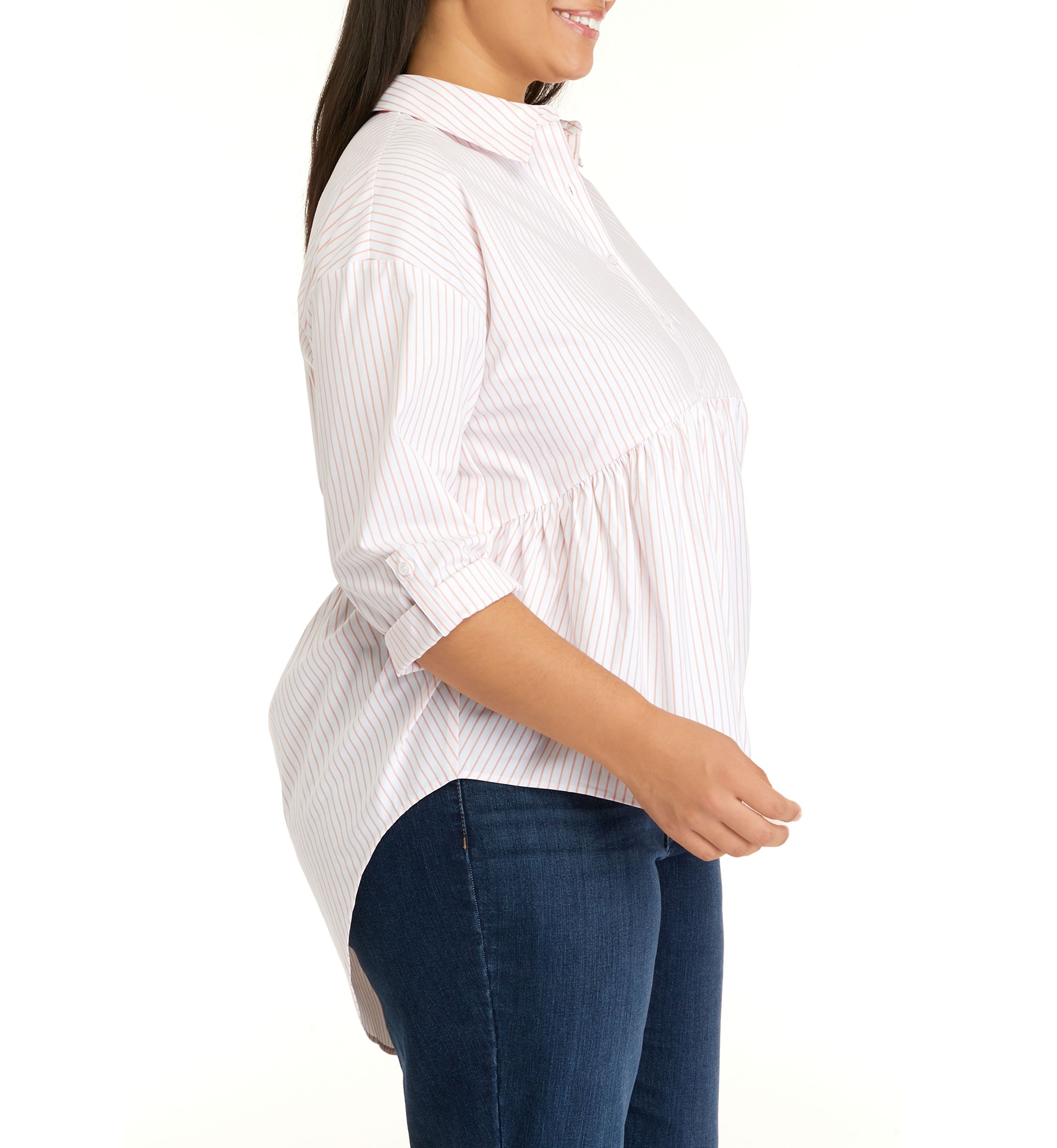Plus Size Striped Peplum Top 