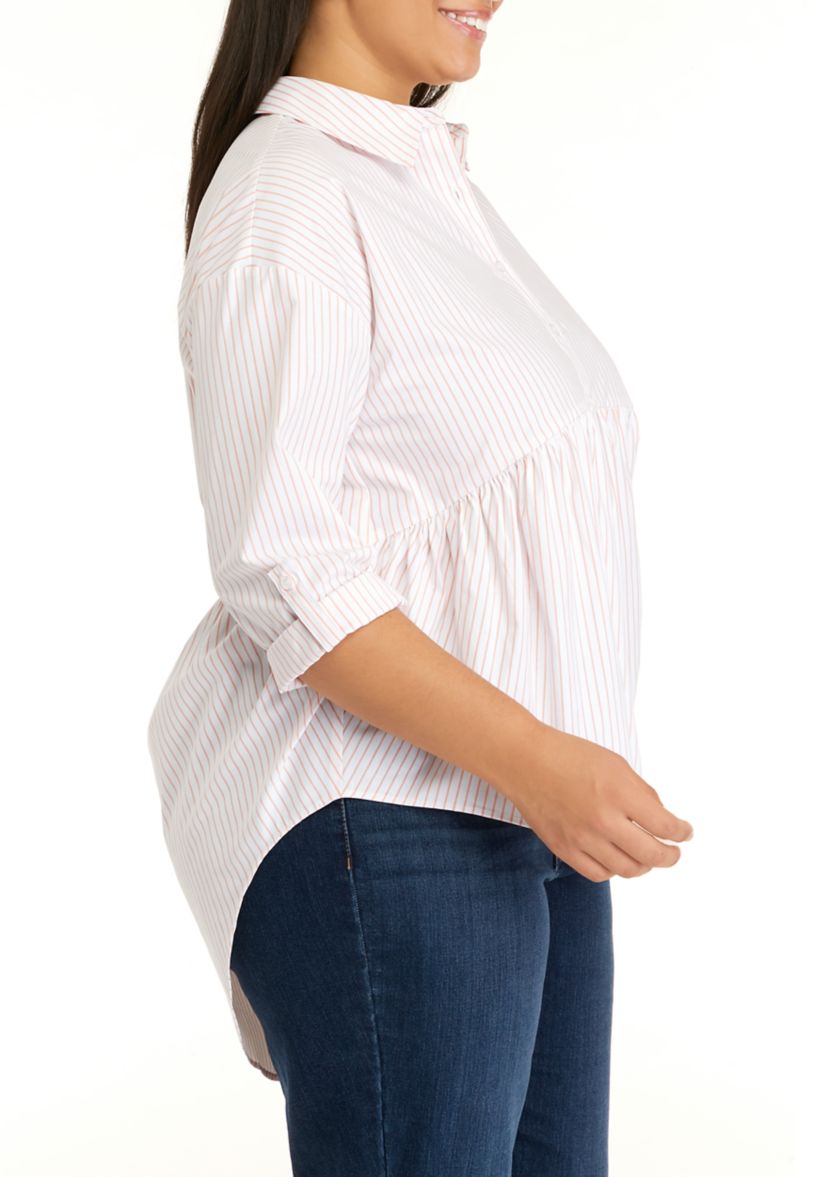 Plus Size Striped Peplum Top 