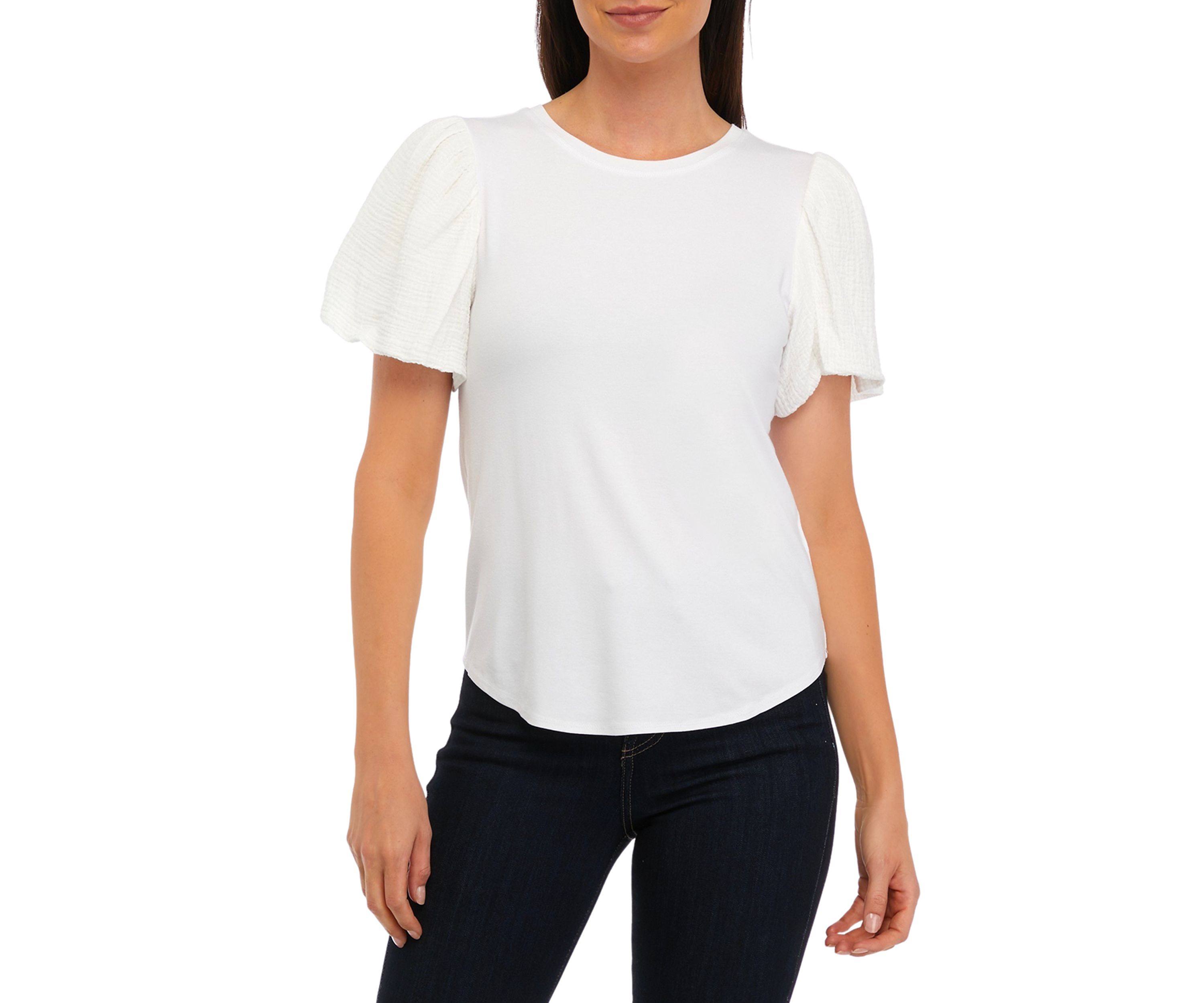 Womens Solid Gauze Knit Top