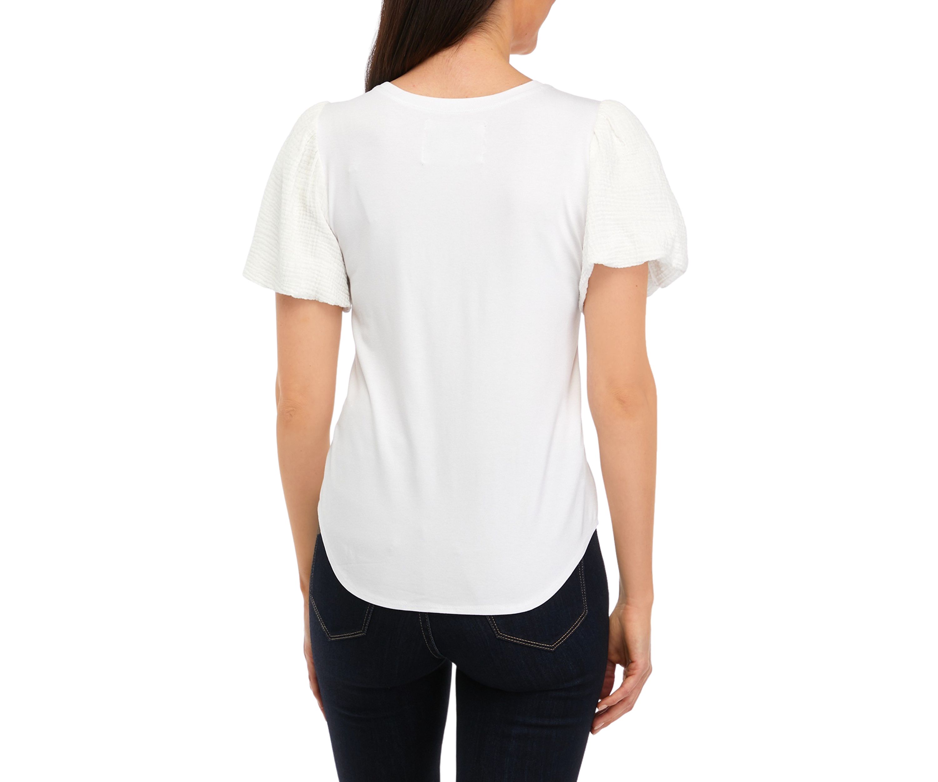 Womens Solid Gauze Knit Top