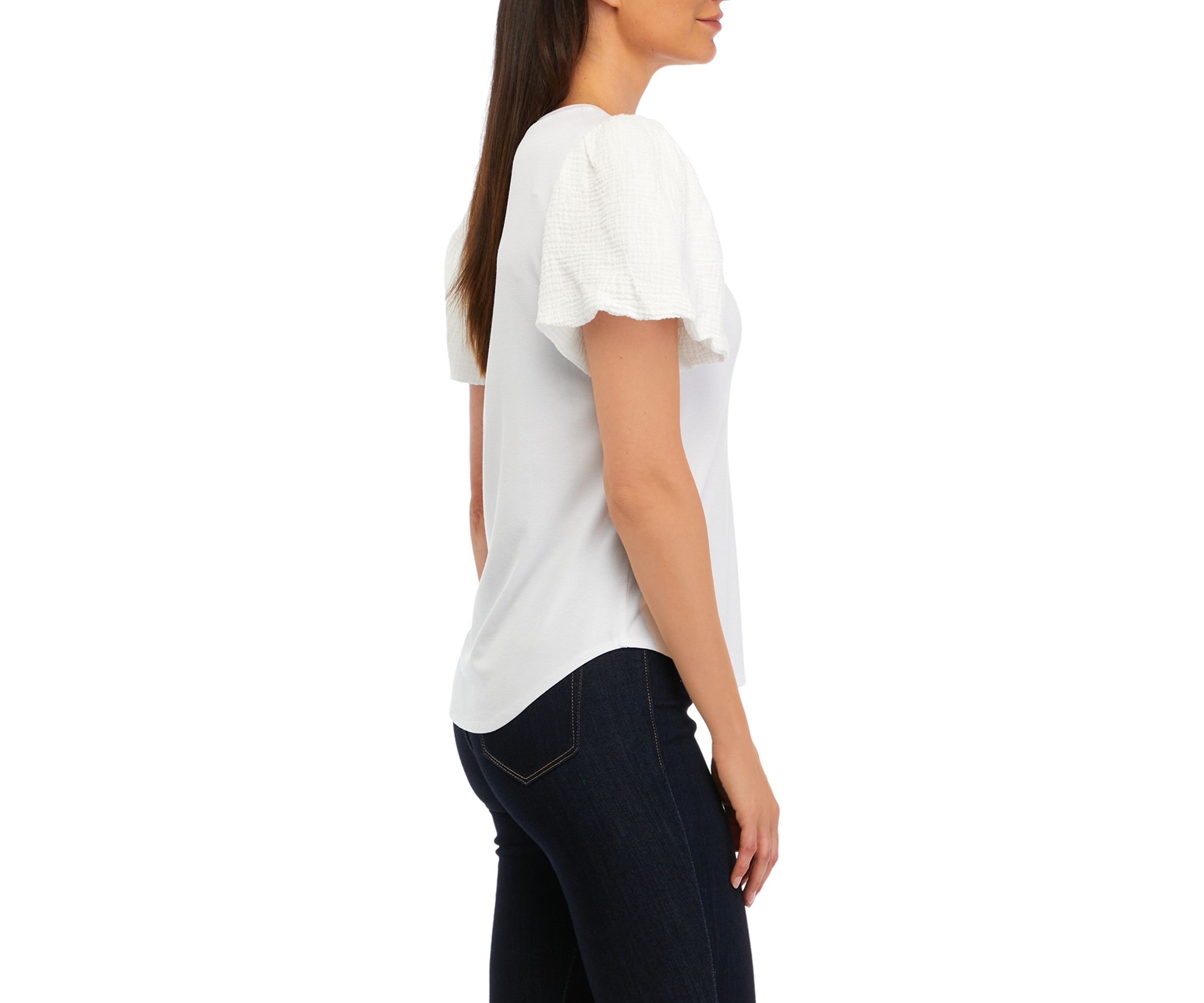 Womens Solid Gauze Knit Top