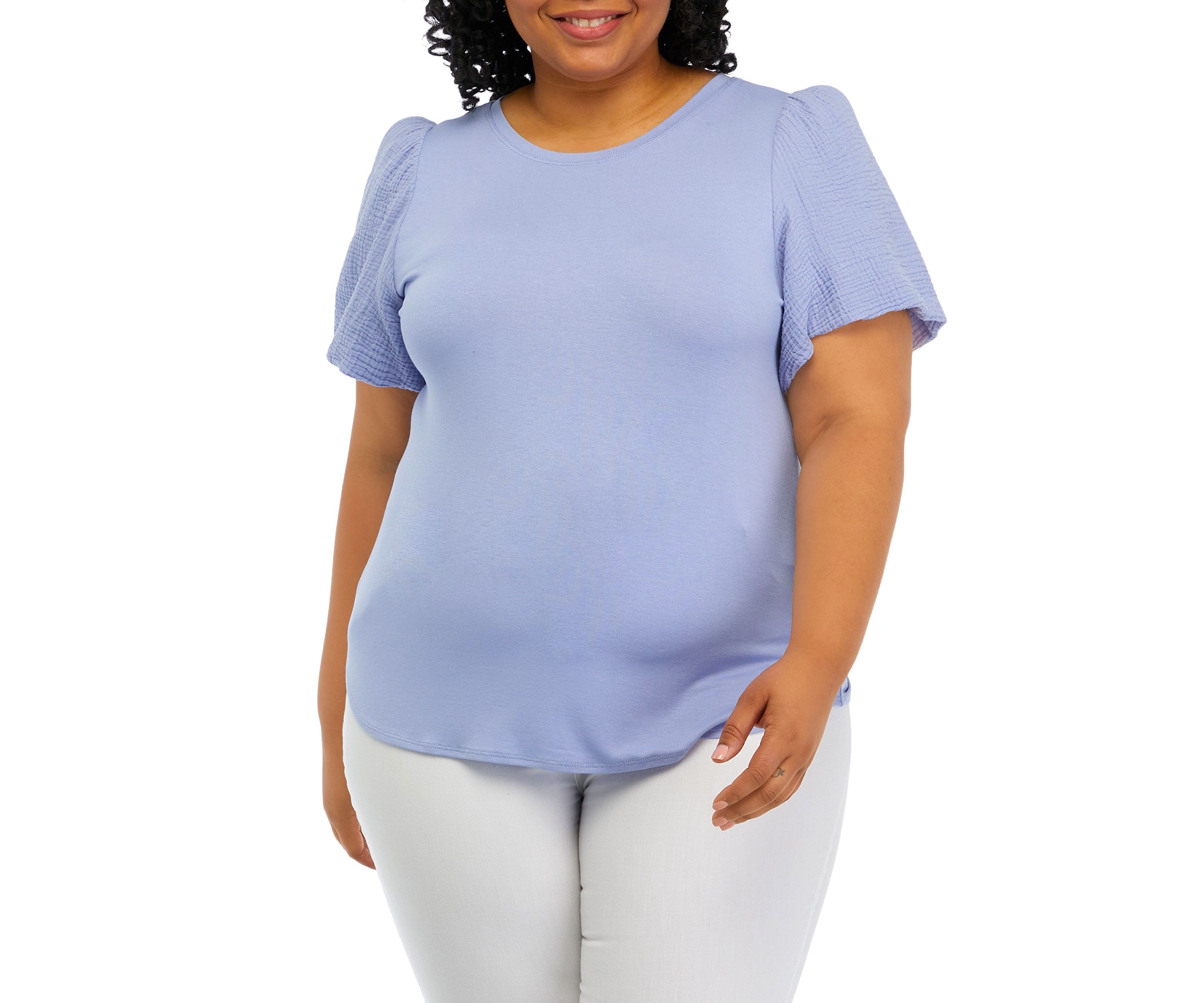 Plus Size Solid Gauze Knit Top