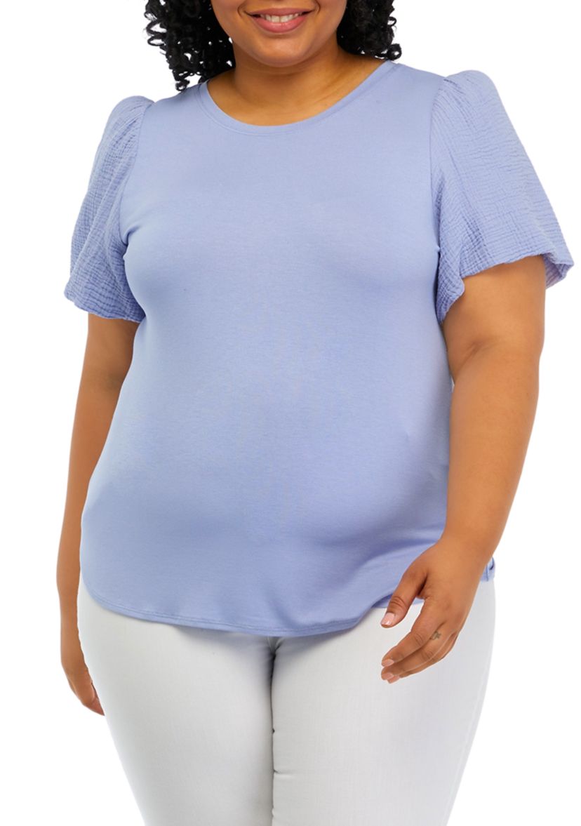 Plus Size Solid Gauze Knit Top