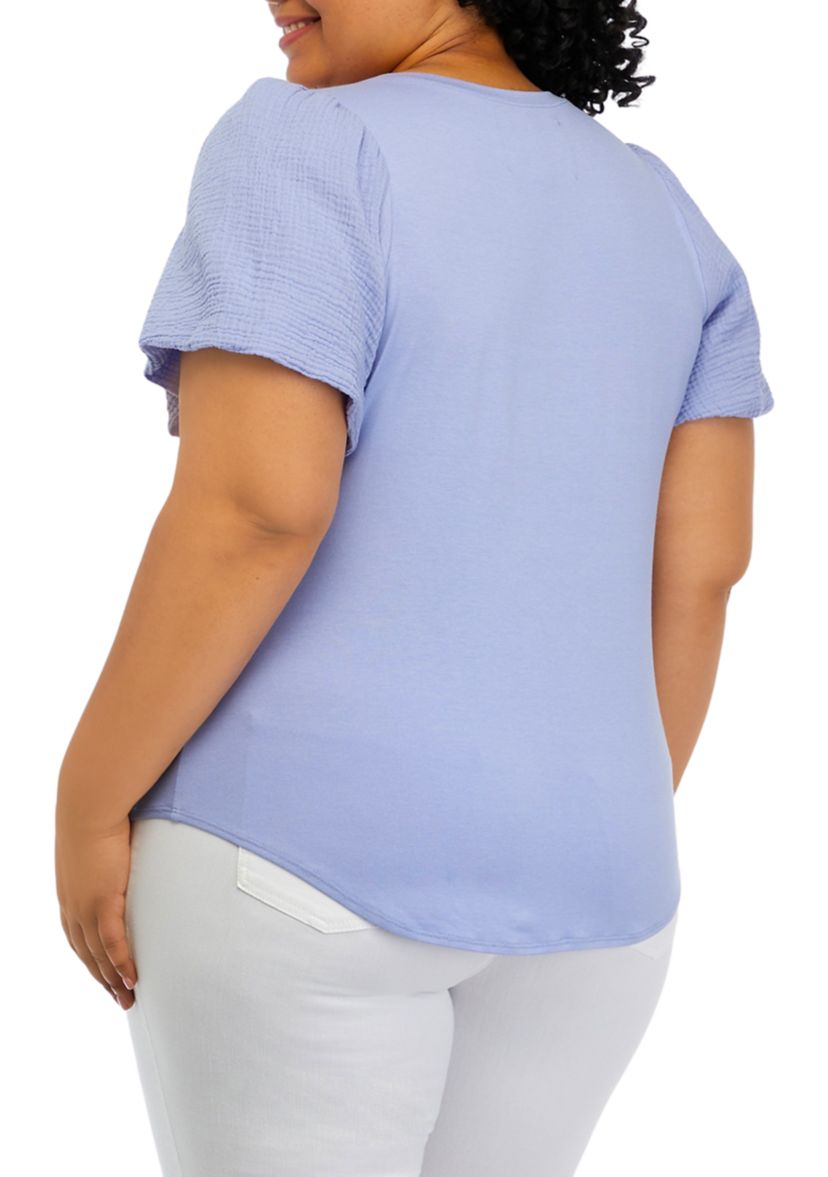 Plus Size Solid Gauze Knit Top