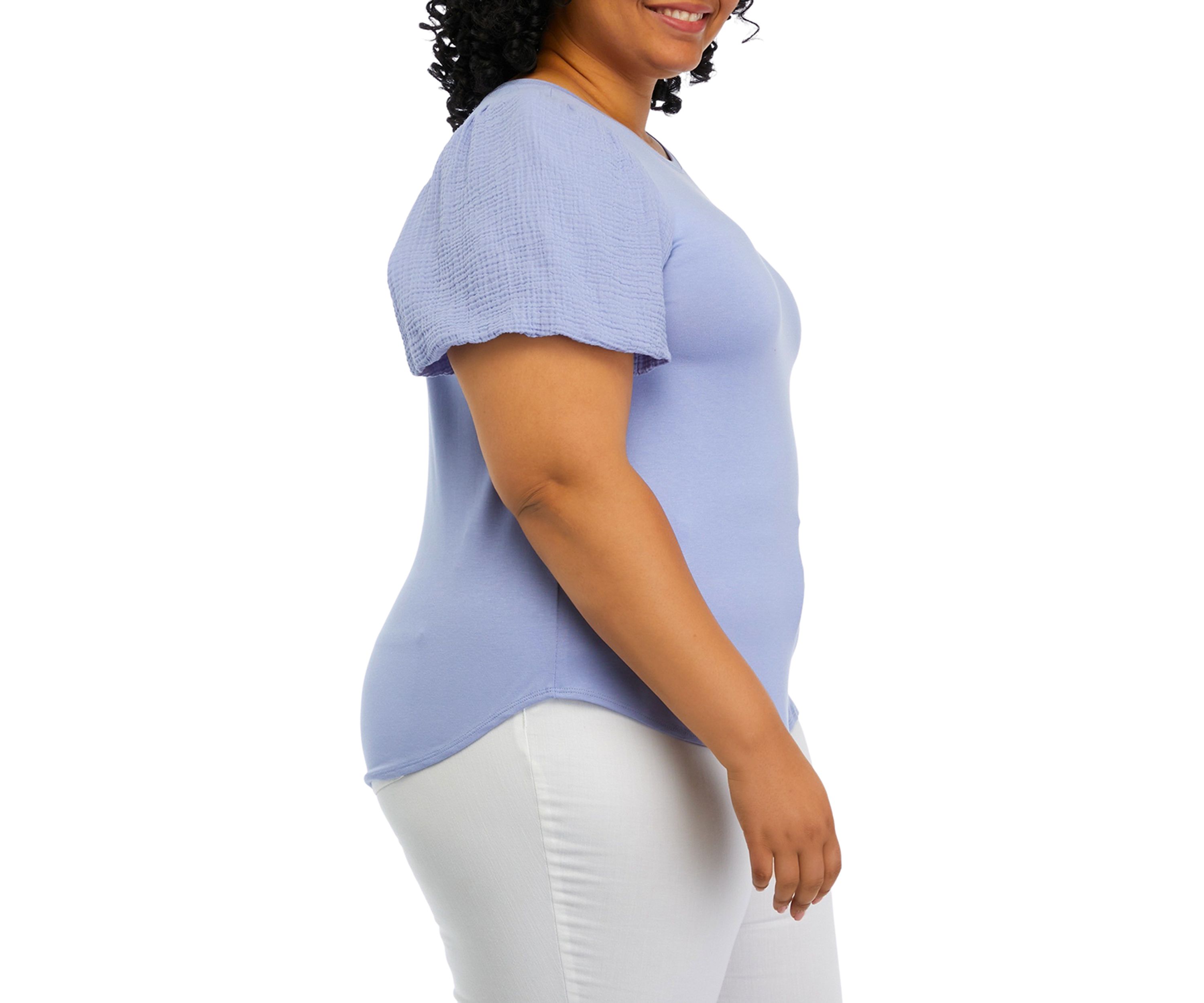 Plus Size Solid Gauze Knit Top