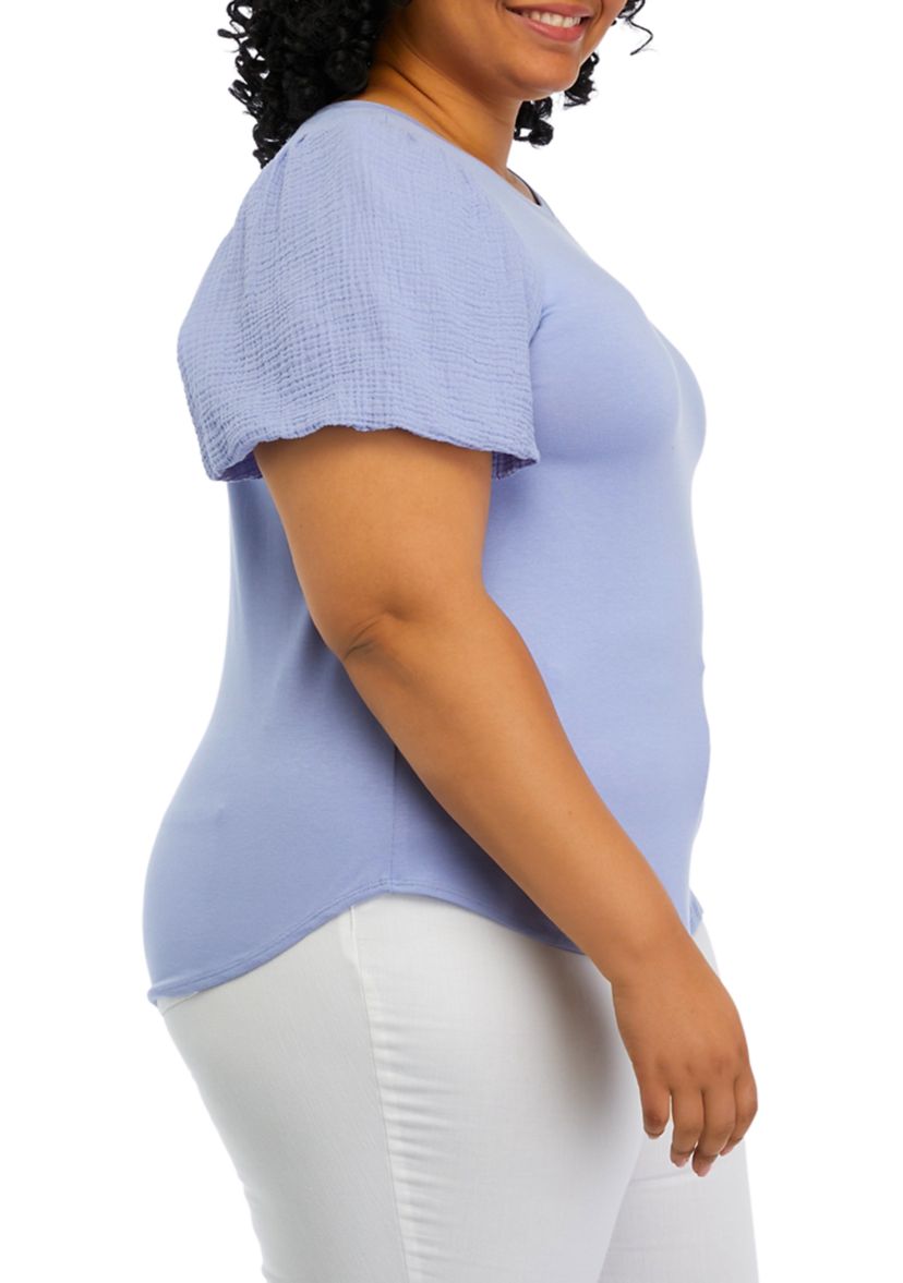 Plus Size Solid Gauze Knit Top