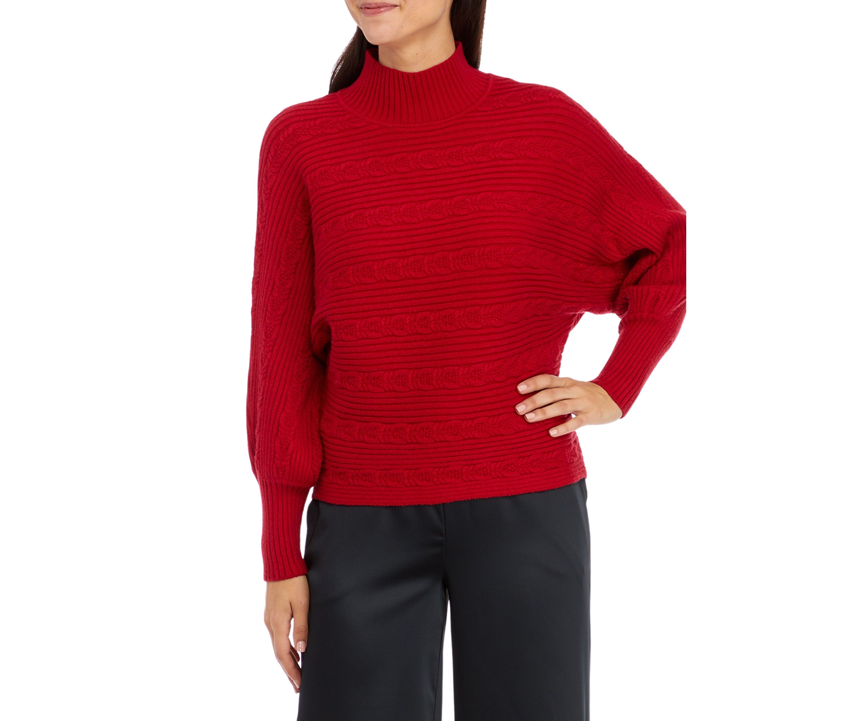 Womens High Mock Neck Knit Sweater