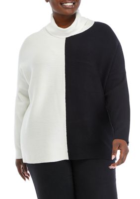Cupio Women's Plus Size Color Blocked Sweater, 1X