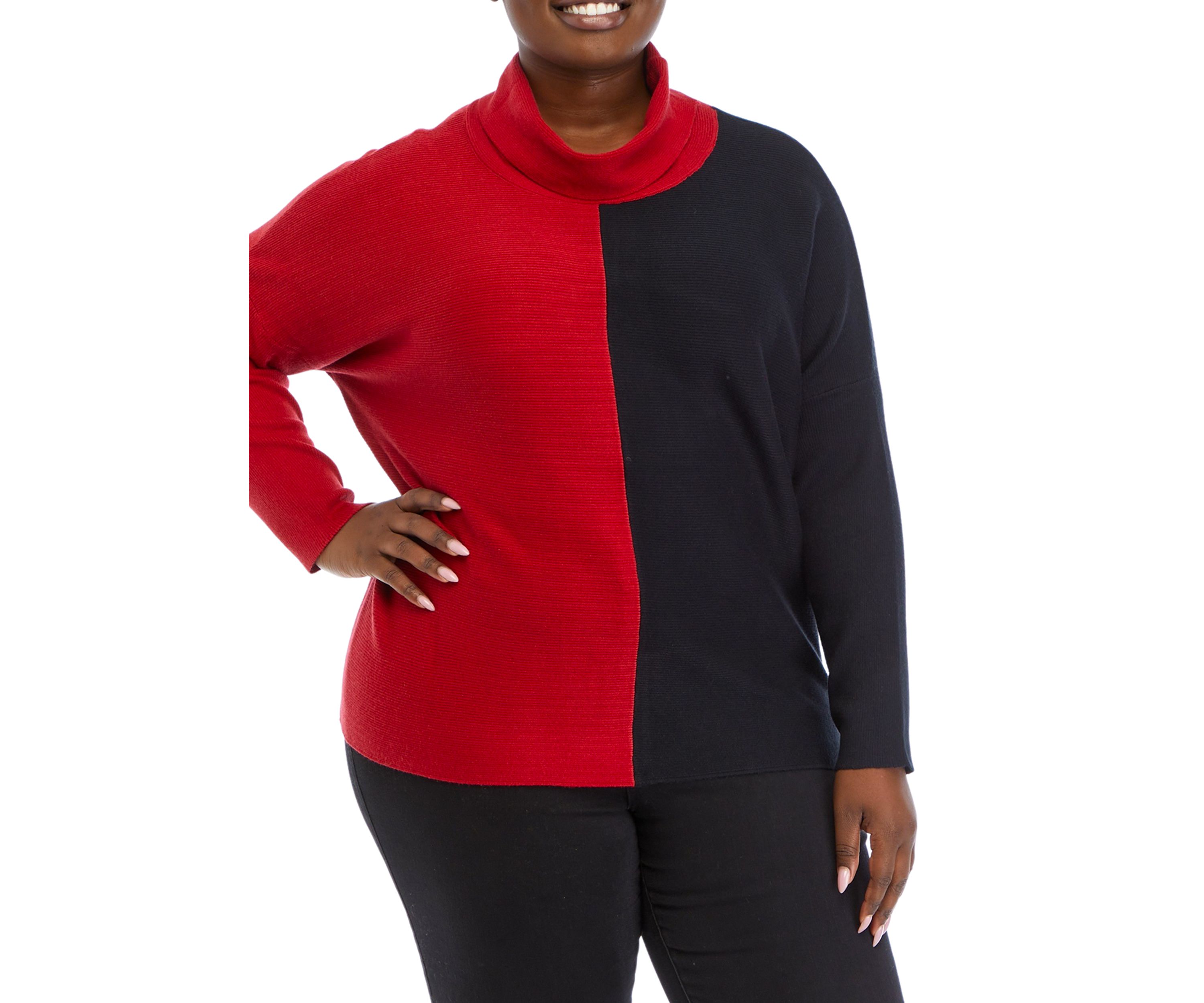 Plus Size Color Blocked Sweater