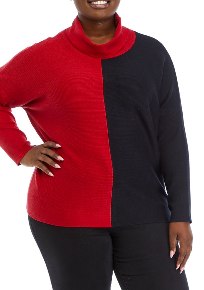 Plus Size Color Blocked Sweater