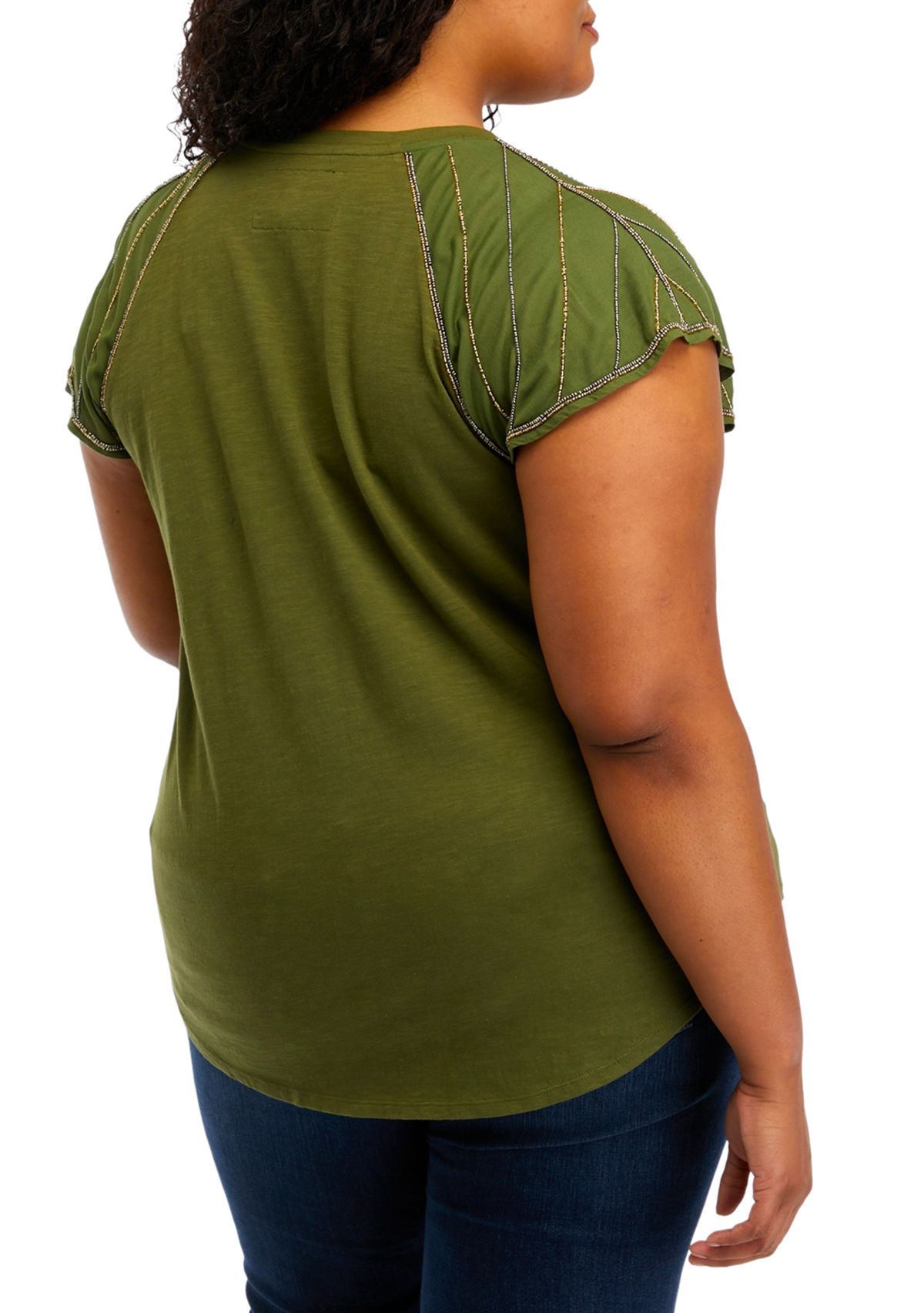 Plus Size Beaded Trim Top 