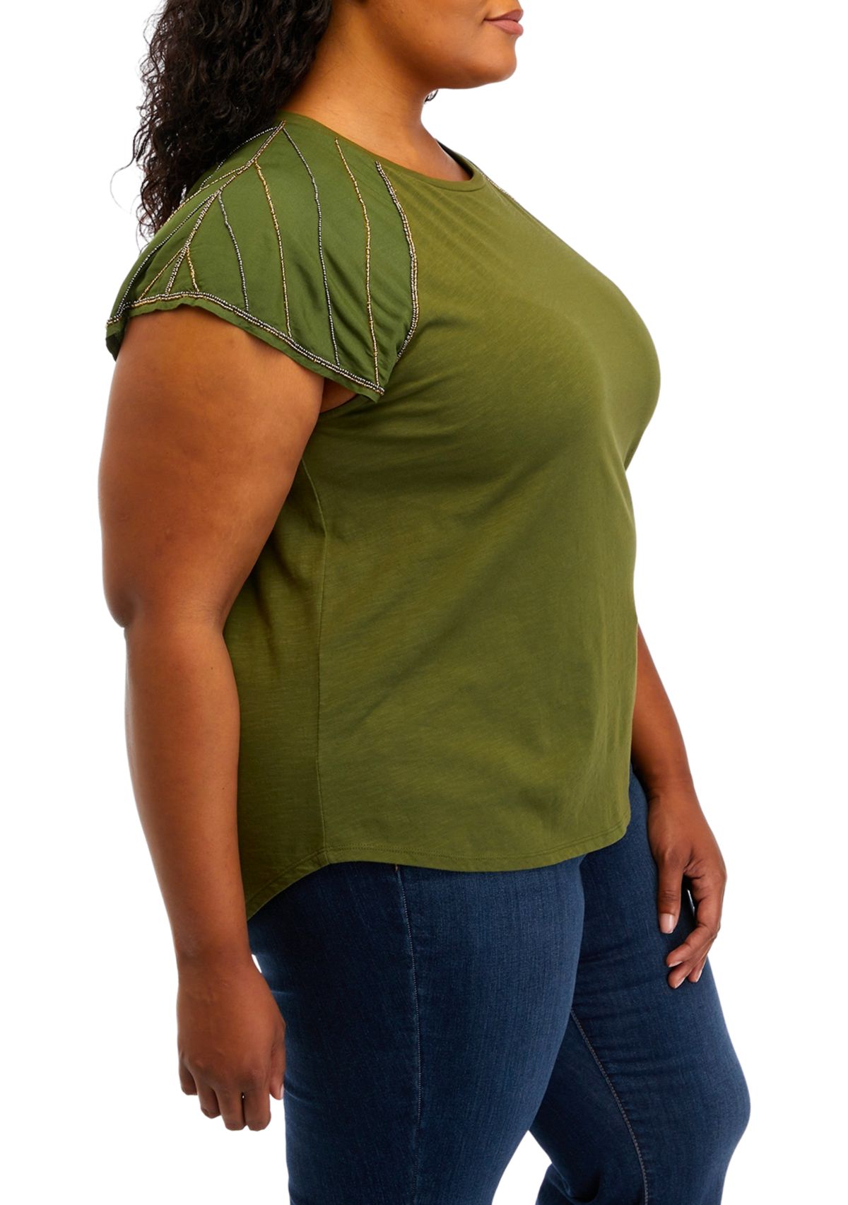 Plus Size Beaded Trim Top 
