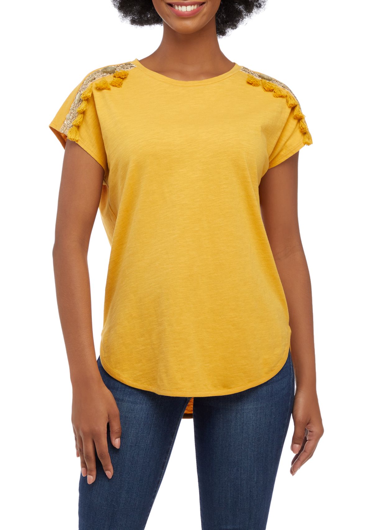 Womens Beaded Trim Top