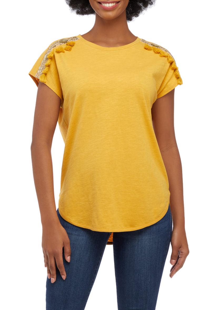 Womens Beaded Trim Top