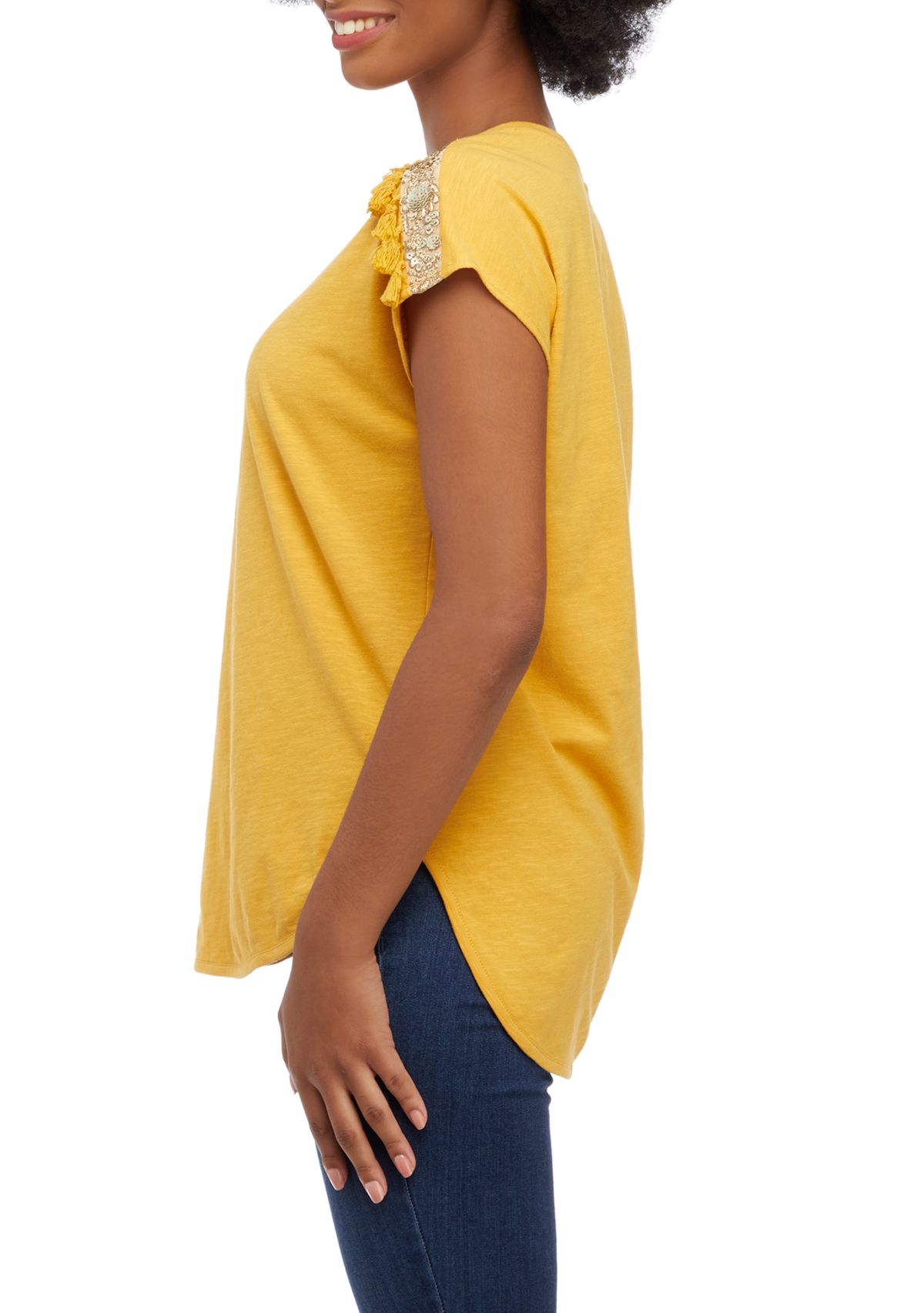 Womens Beaded Trim Top