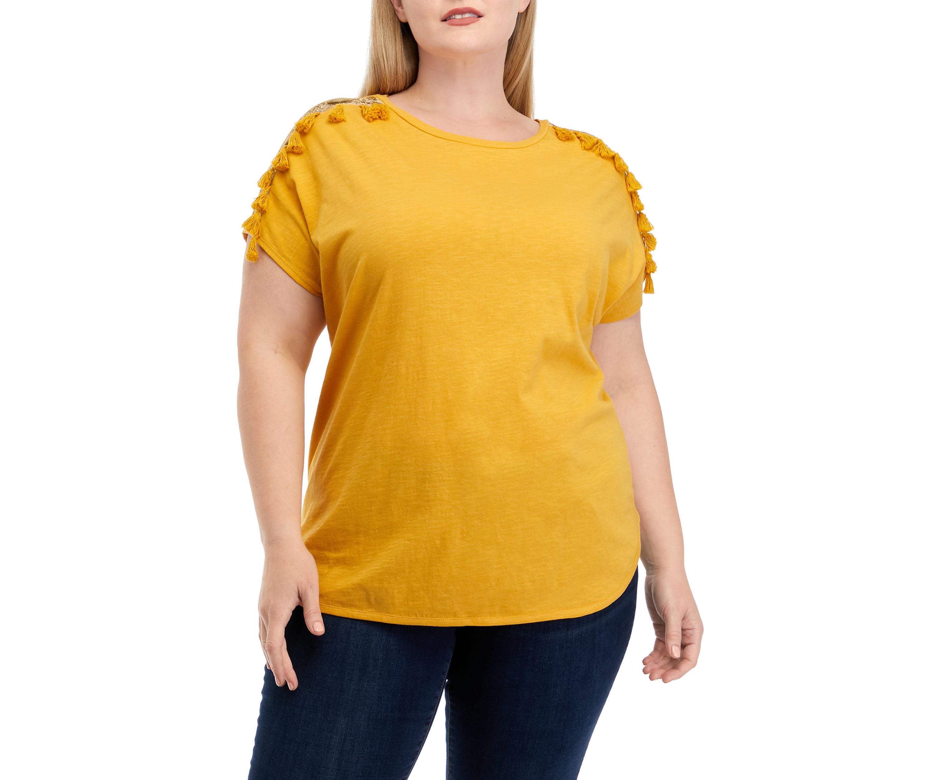 Plus Size Tassel Trim Top 