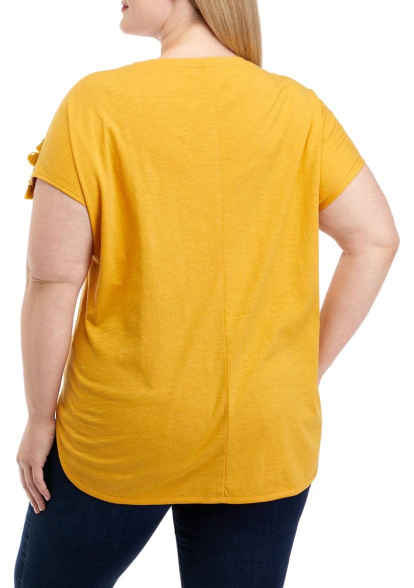 Plus Size Tassel Trim Top 