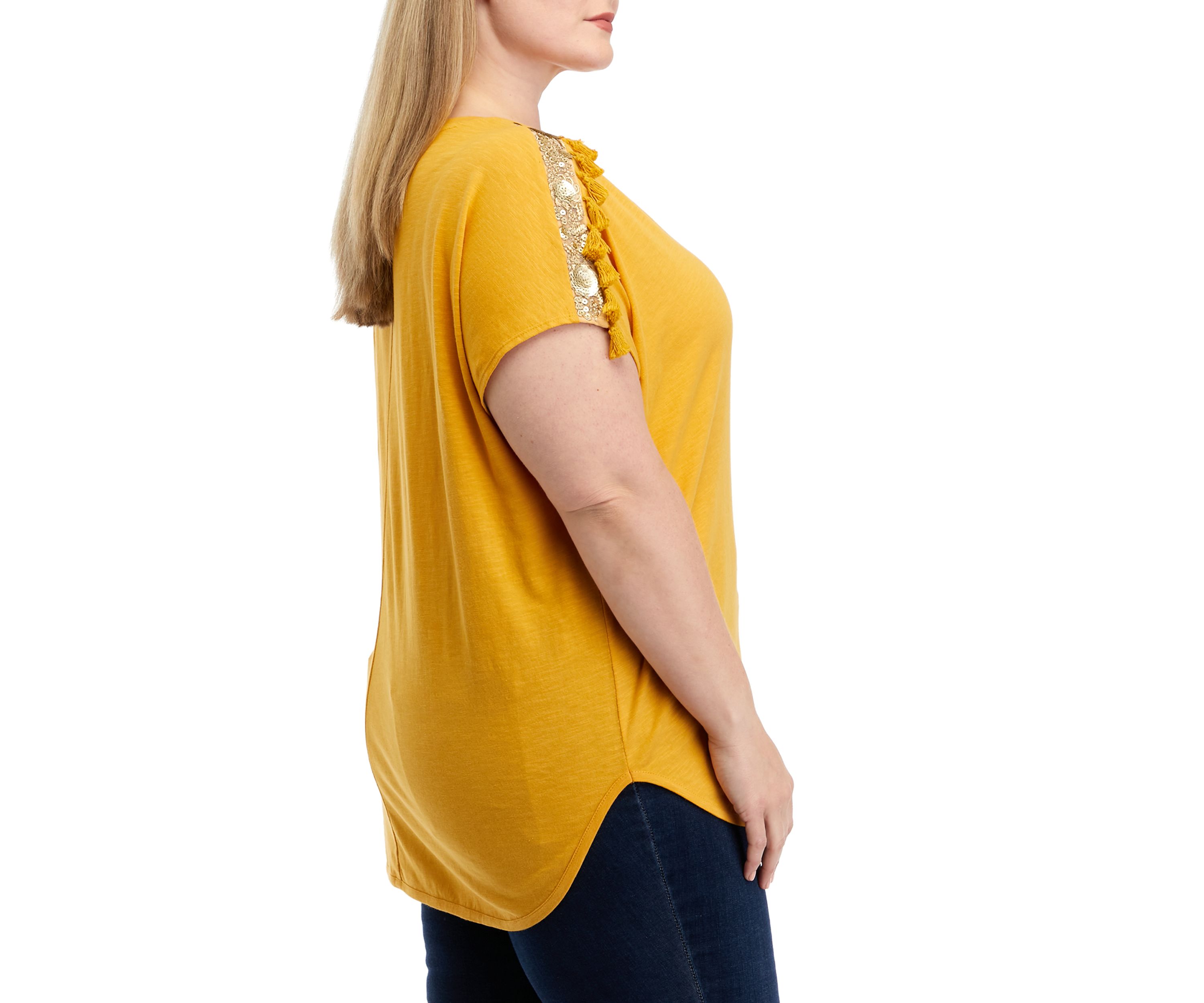 Plus Size Tassel Trim Top 