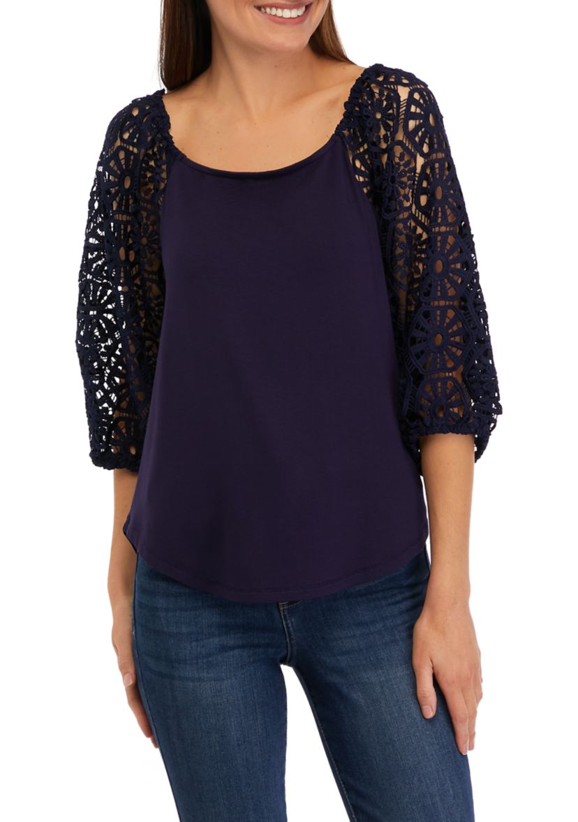 Womens Puff Sleeve Square Neck Top 