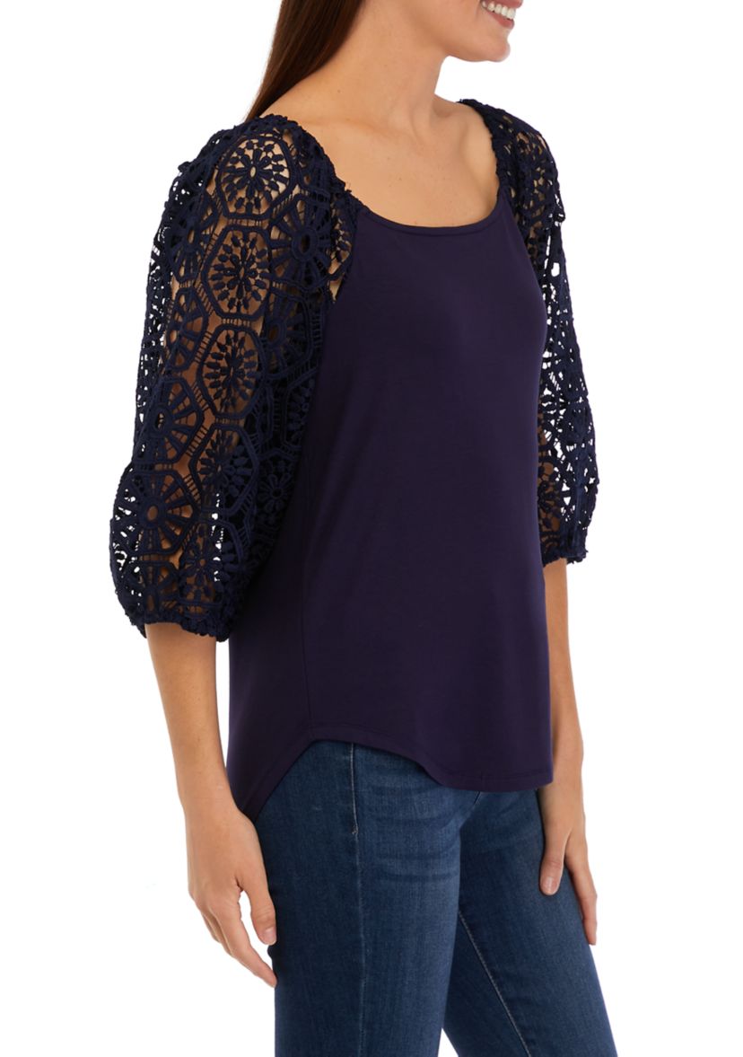 Womens Puff Sleeve Square Neck Top 