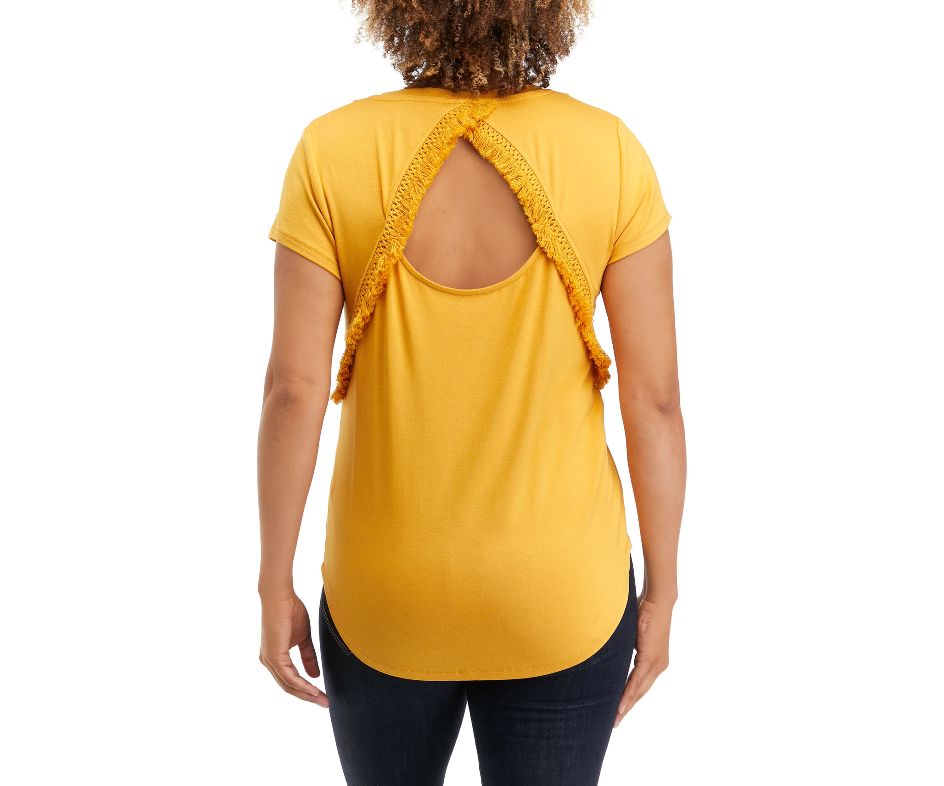 Womens Short Cap Sleeve Open Back Top