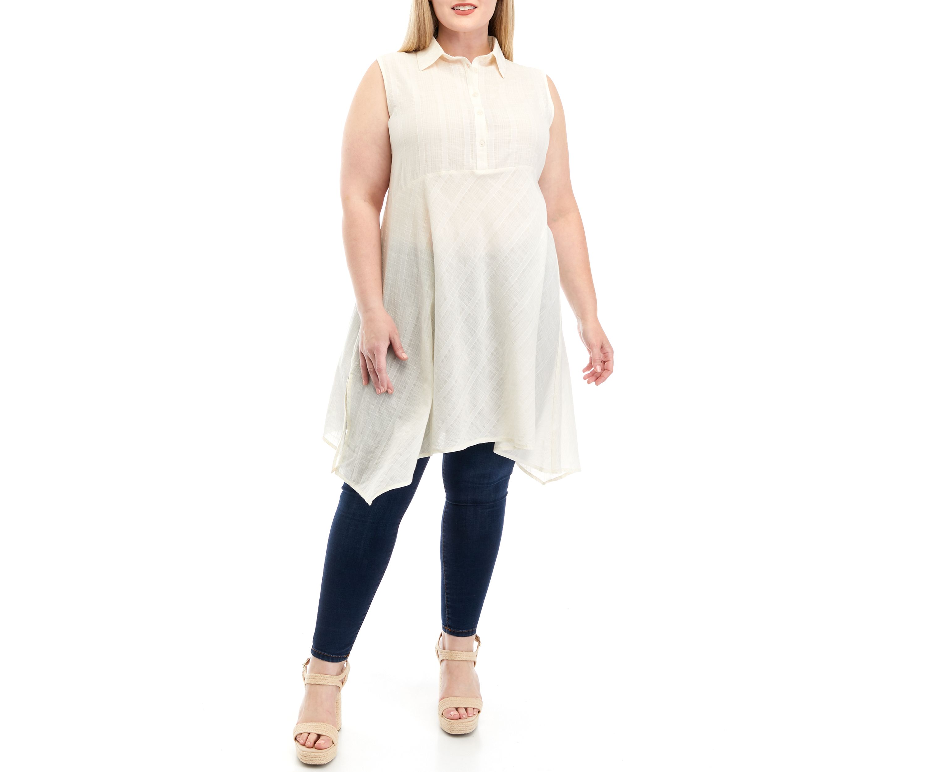 Plus Size Sleeveless Asymmetrical Hem Tunic Top