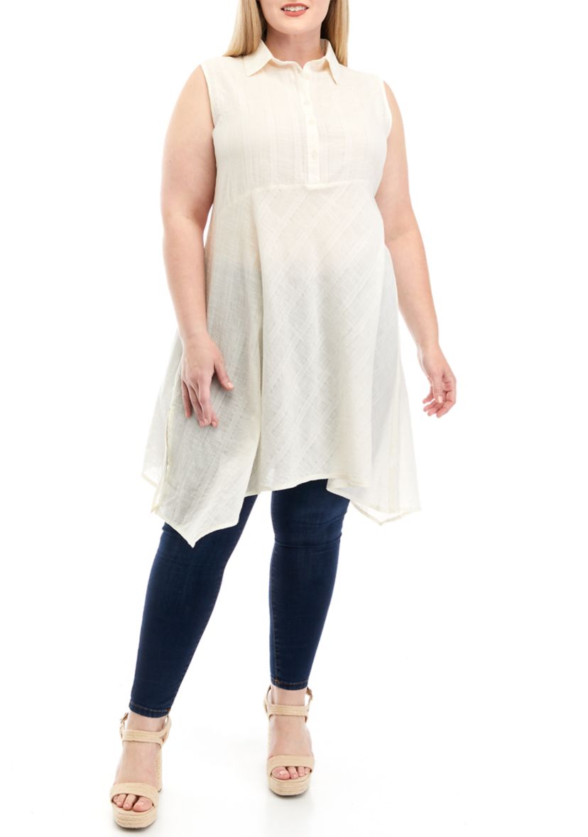 Plus Size Sleeveless Asymmetrical Hem Tunic Top