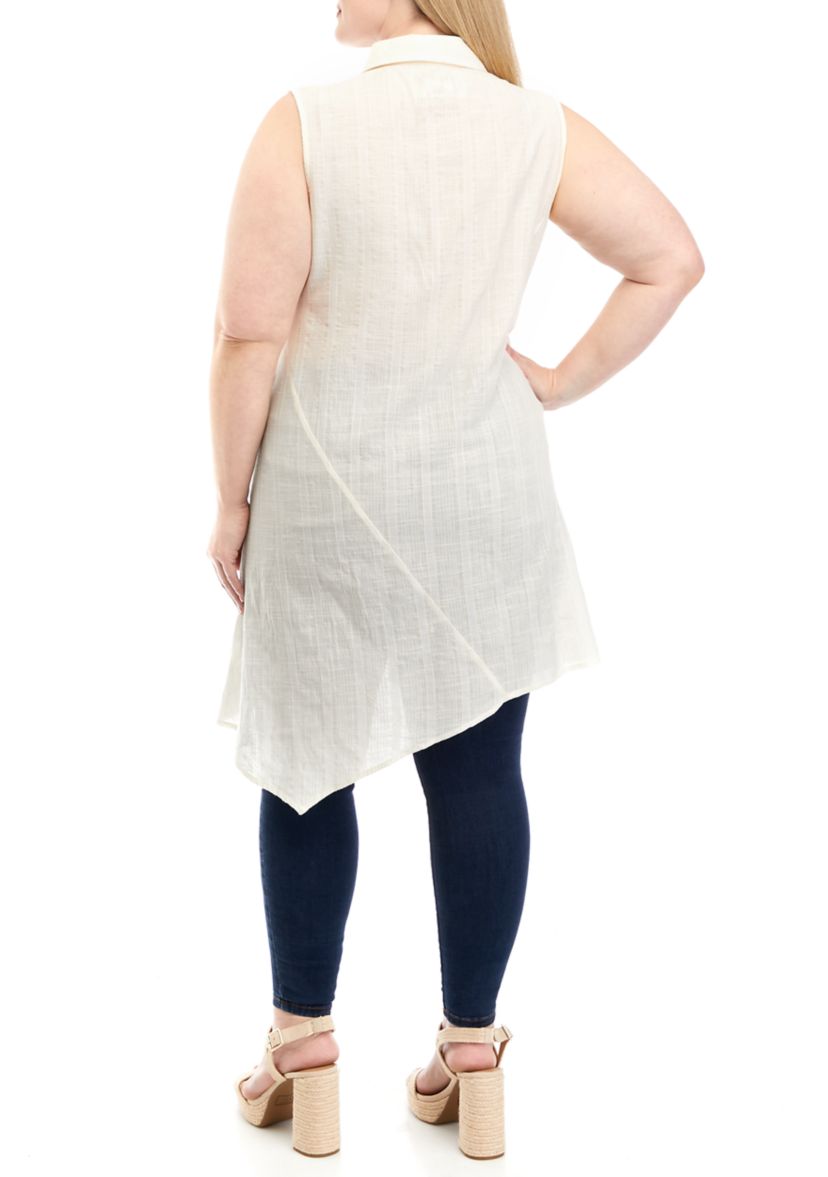 Plus Size Sleeveless Asymmetrical Hem Tunic Top