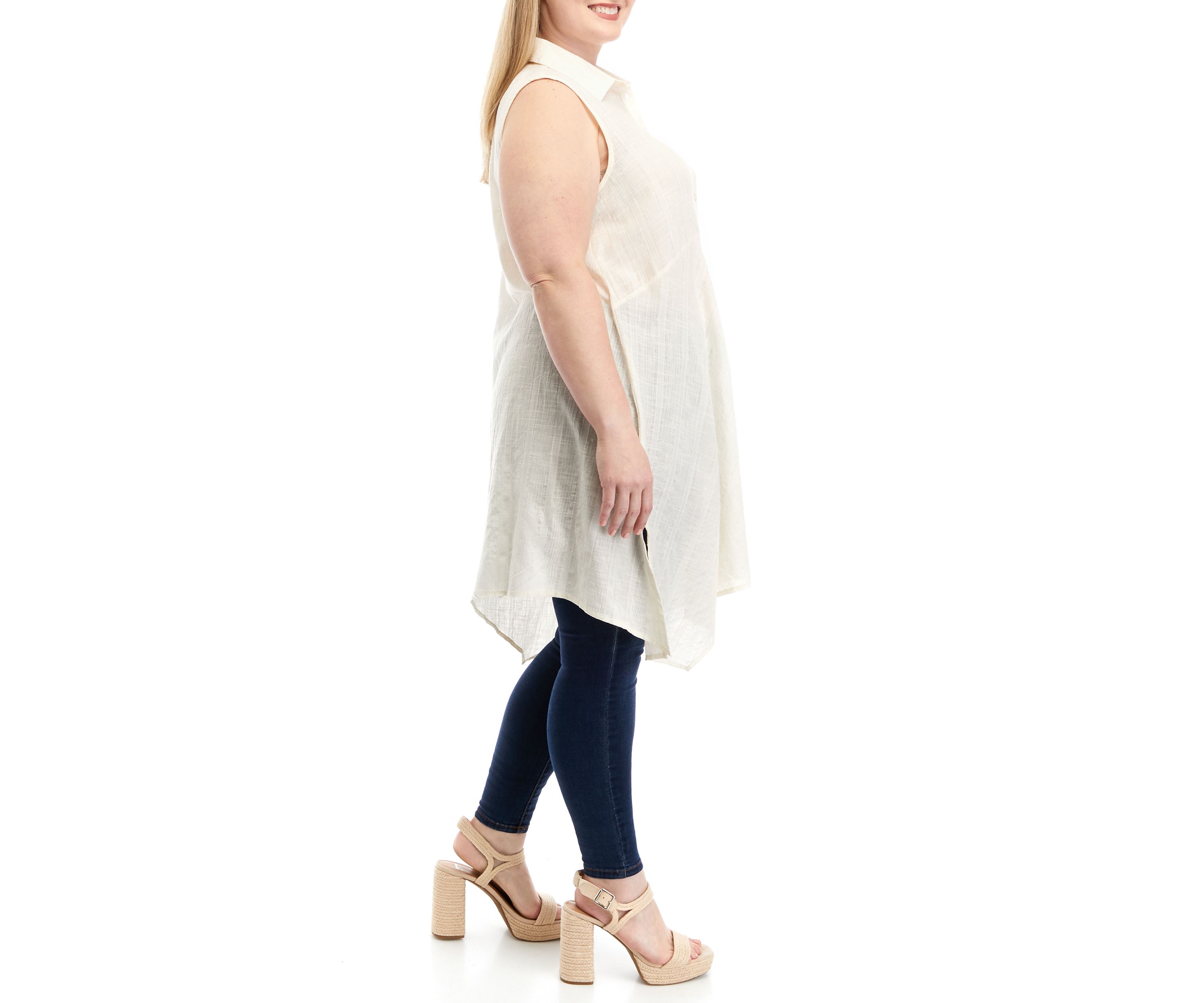 Plus Size Sleeveless Asymmetrical Hem Tunic Top