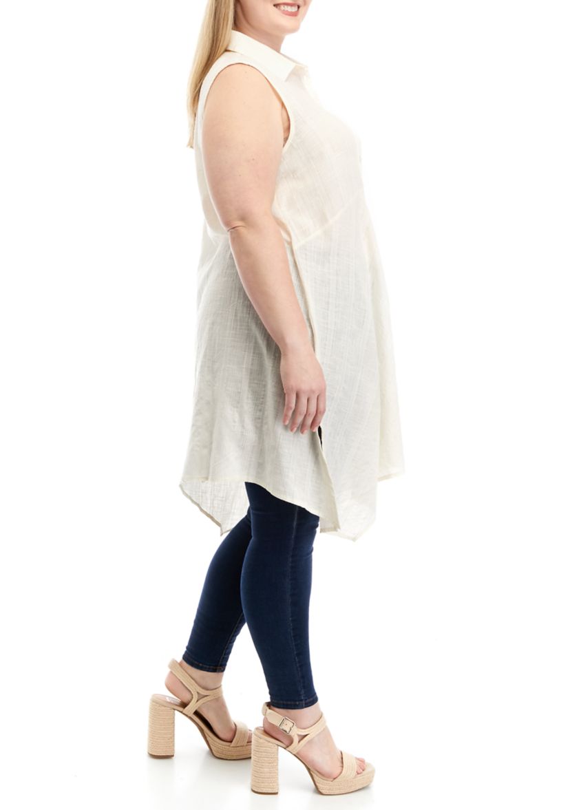 Plus Size Sleeveless Asymmetrical Hem Tunic Top