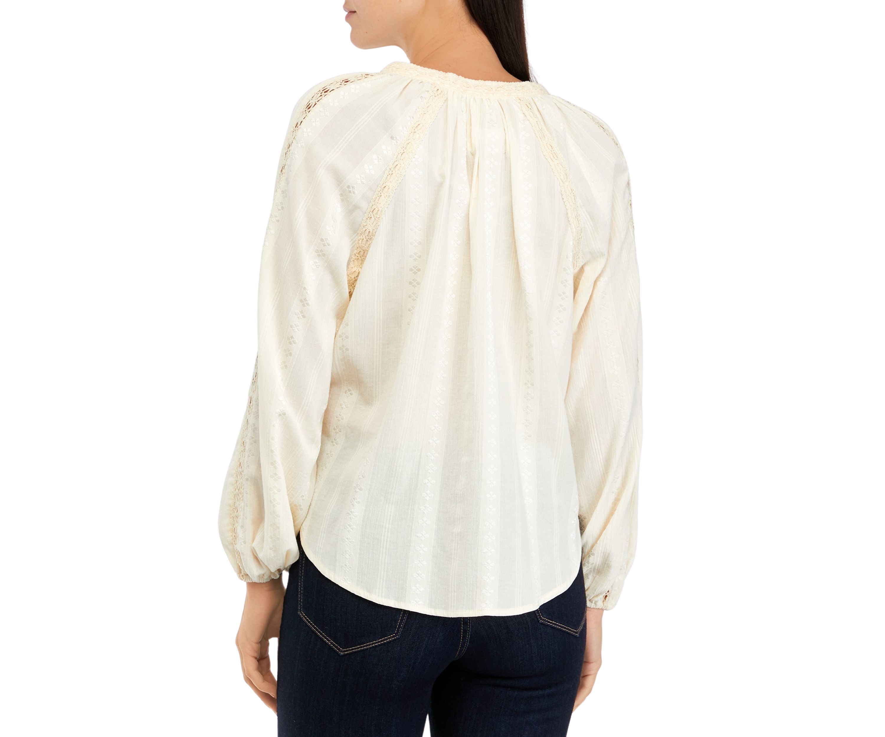 Womens Button Front Peasant Blouse