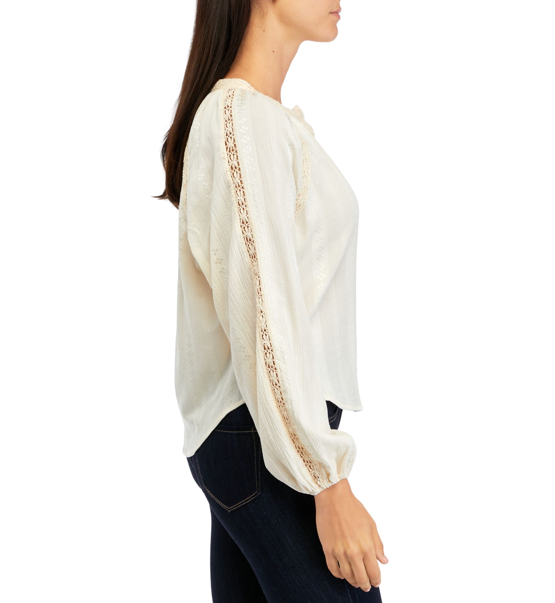 Womens Button Front Peasant Blouse