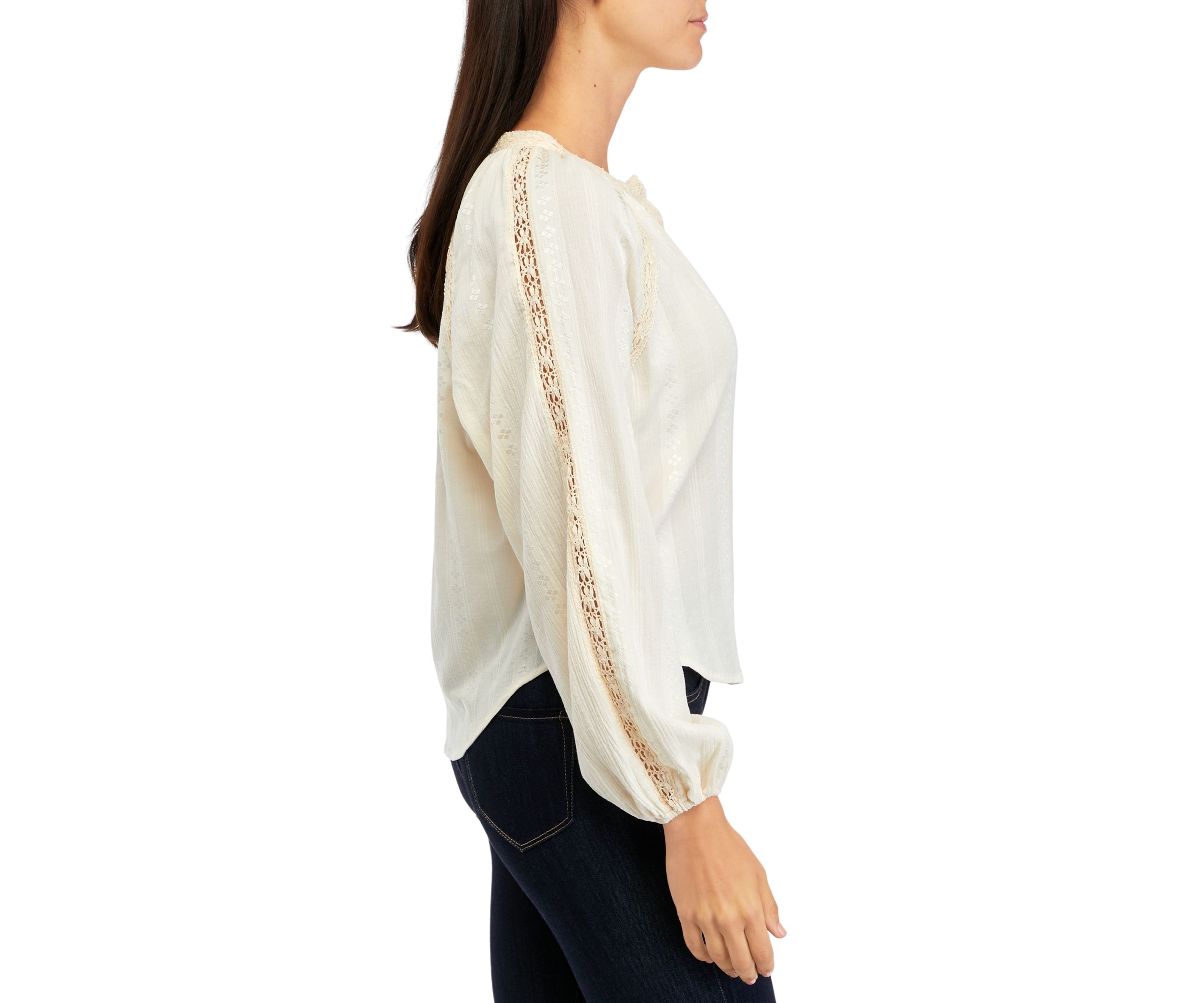 Womens Button Front Peasant Blouse