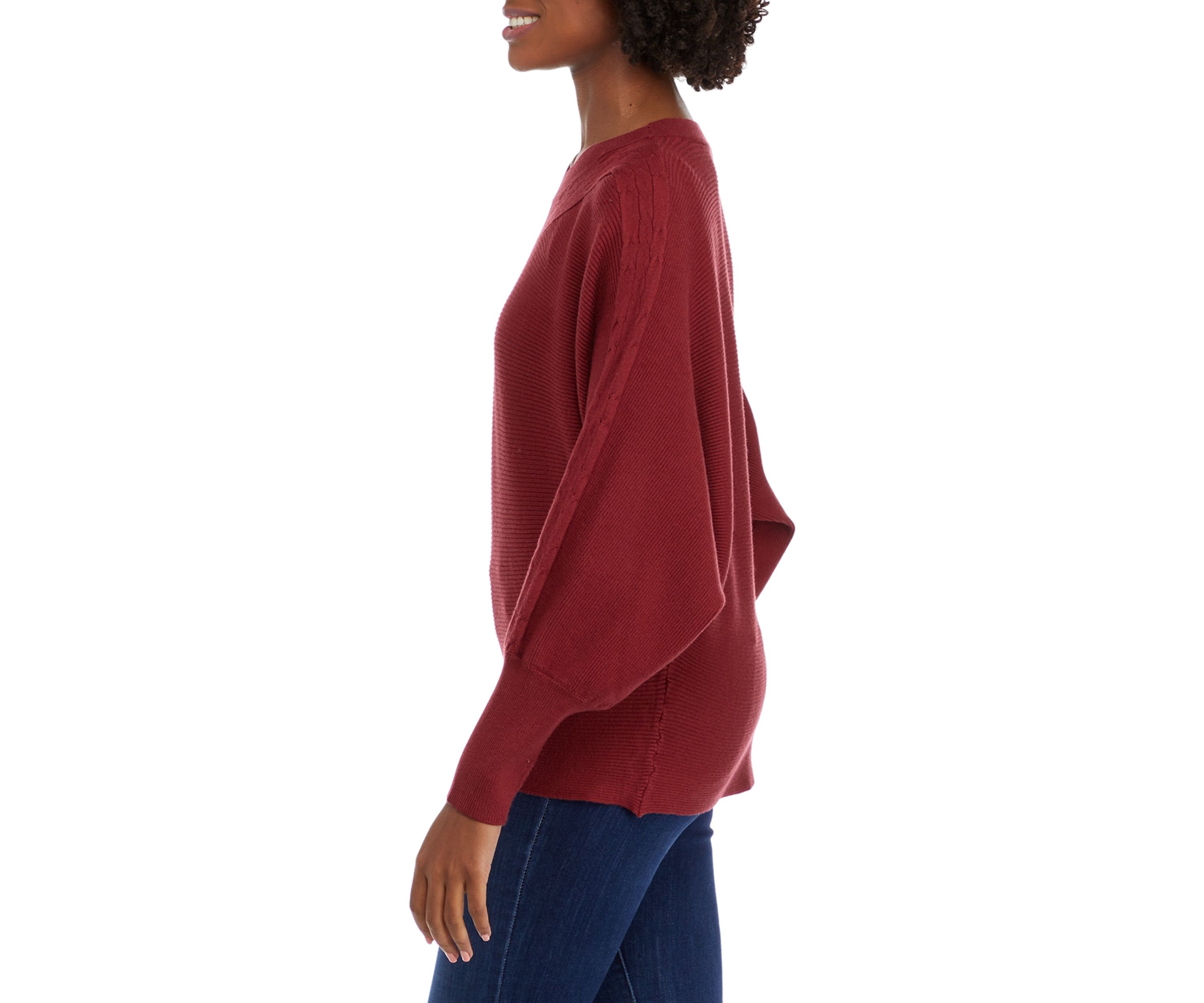 Womens Cable Mix Trim Sweater