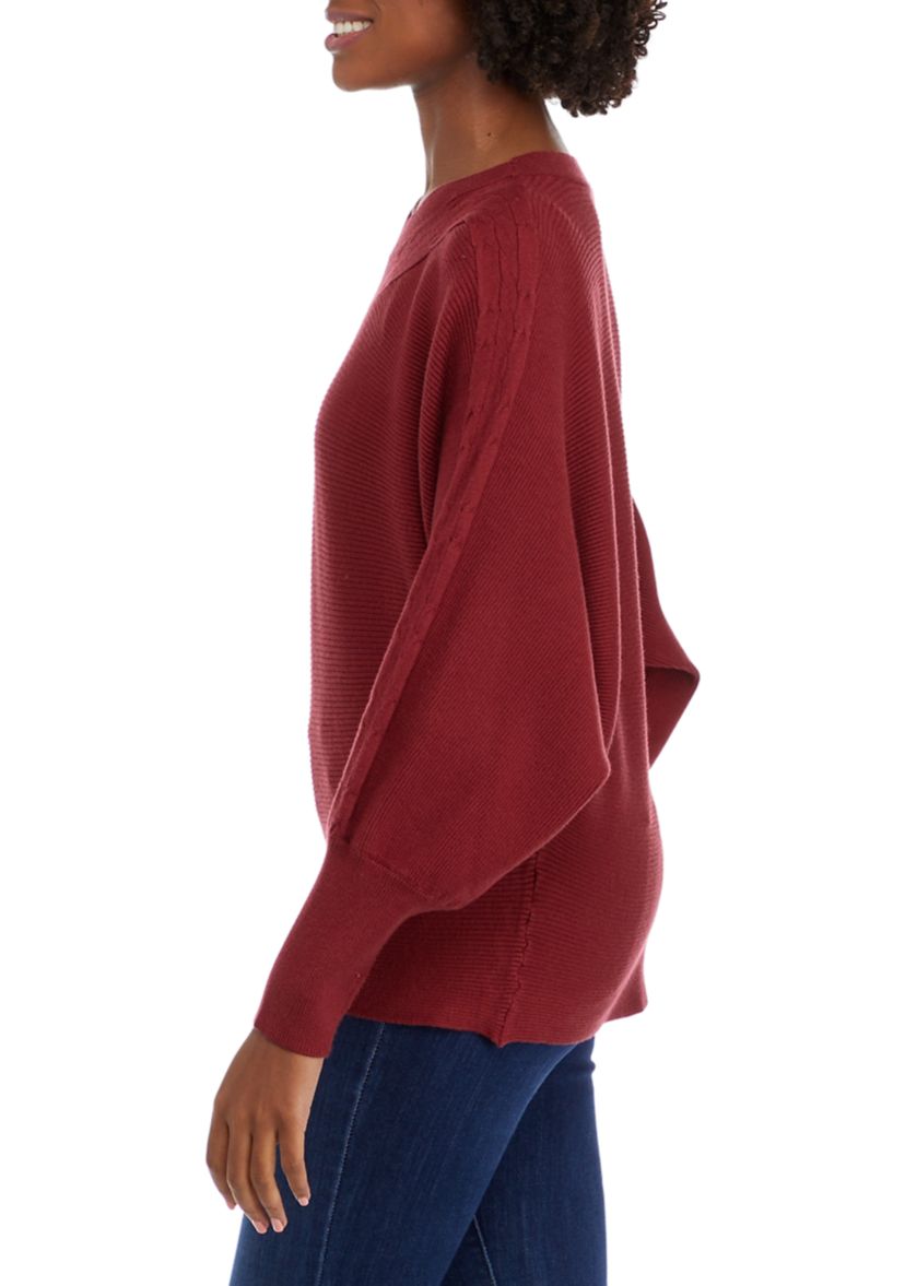 Womens Cable Mix Trim Sweater