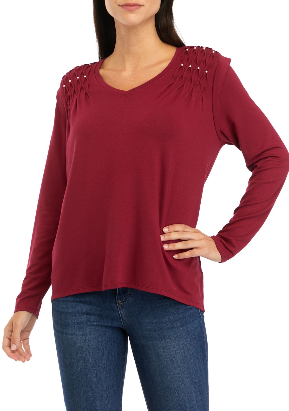 Womens Lace Trim Blouse